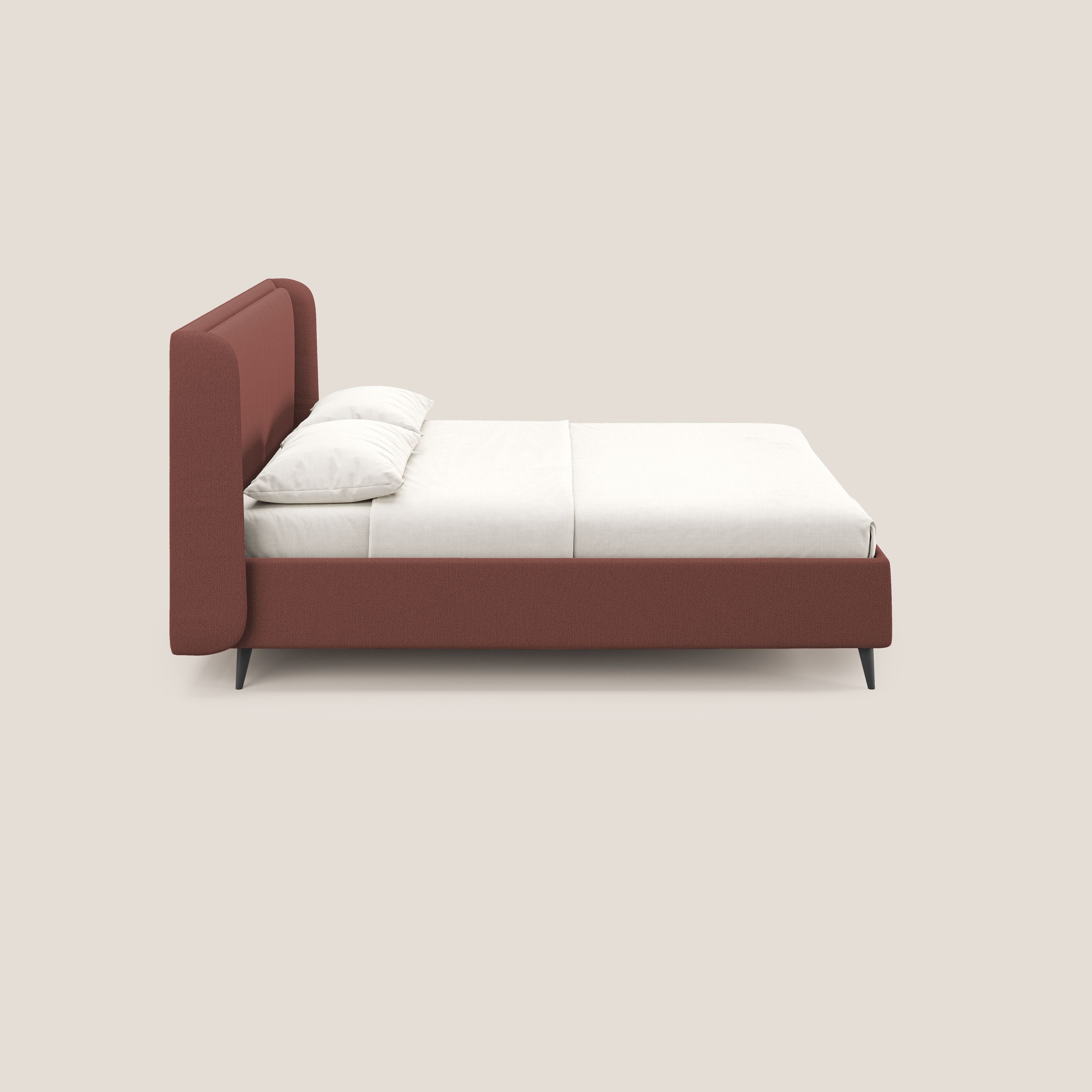 Nadine letto contenitore di design e comfort Italiano in tessuto impermeabile T19 salmone - divani.store