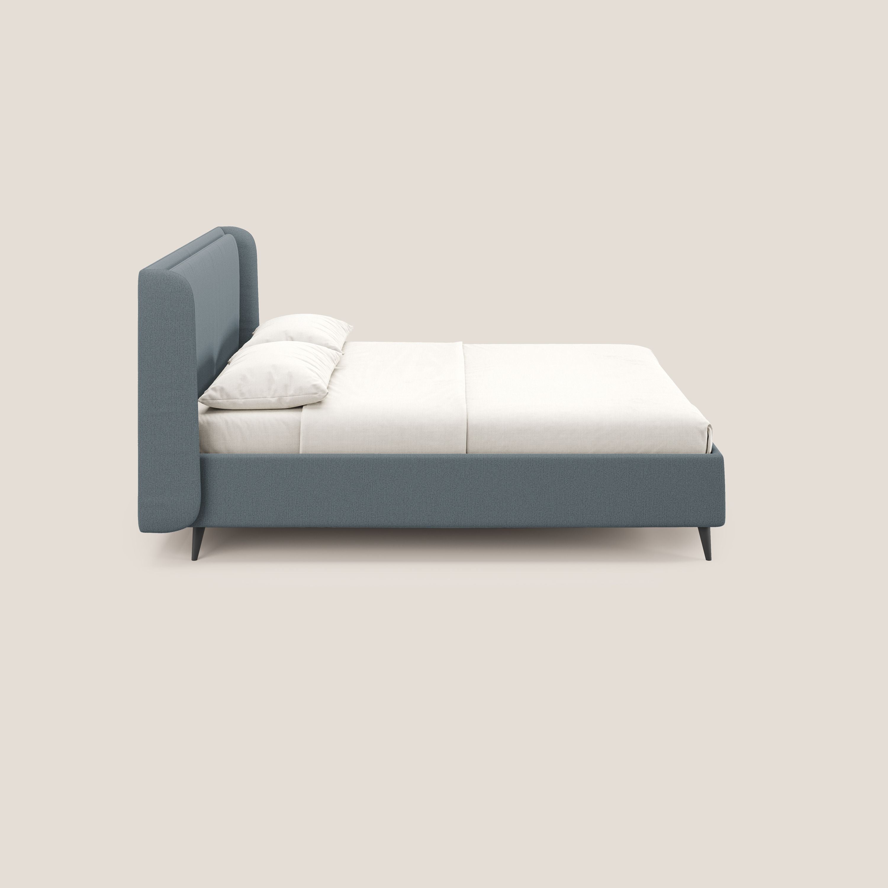 Nadine letto contenitore di design e comfort Italiano in tessuto impermeabile T19 carta da zucchero - divani.store