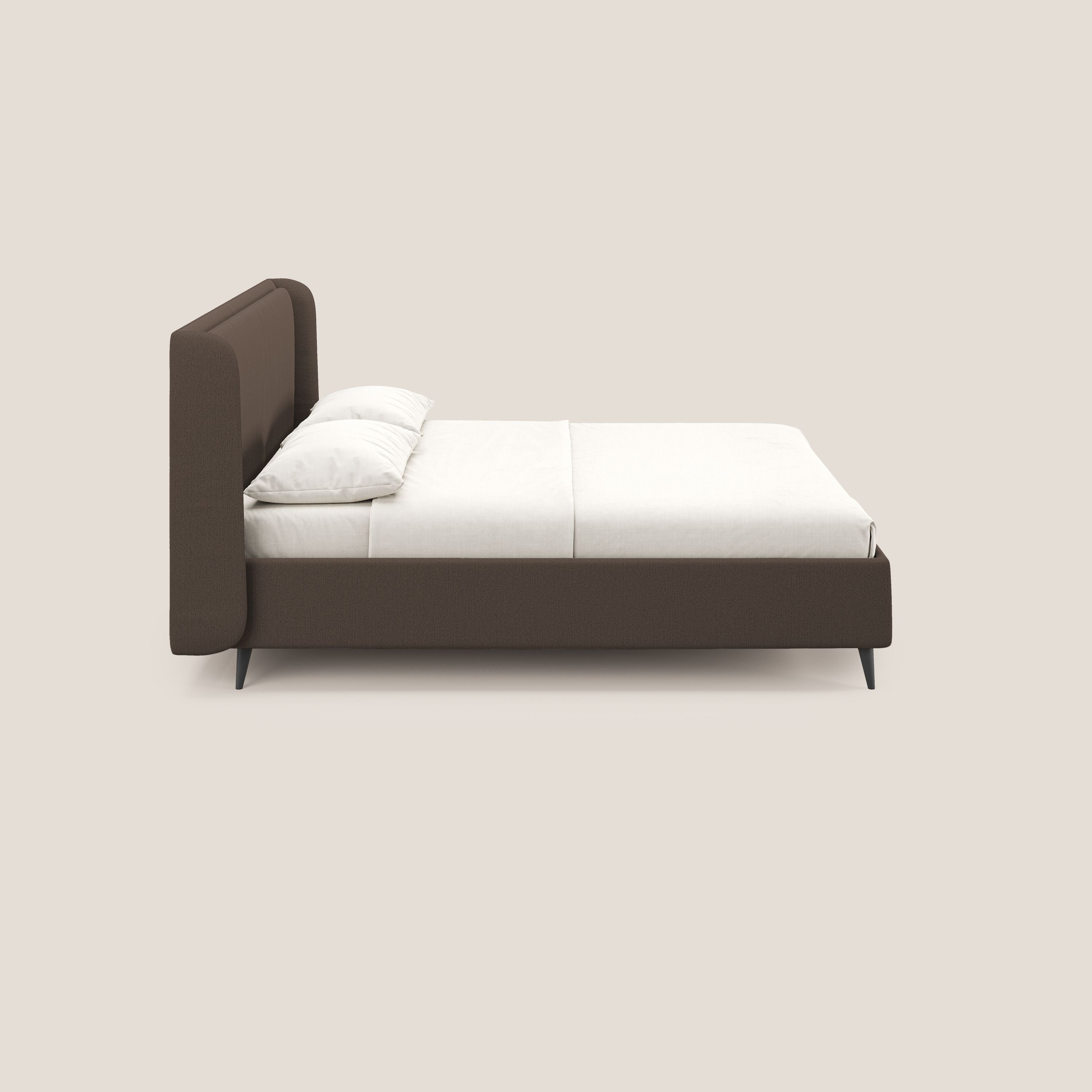 Nadine letto contenitore di design e comfort Italiano in tessuto impermeabile T19 marrone - divani.store