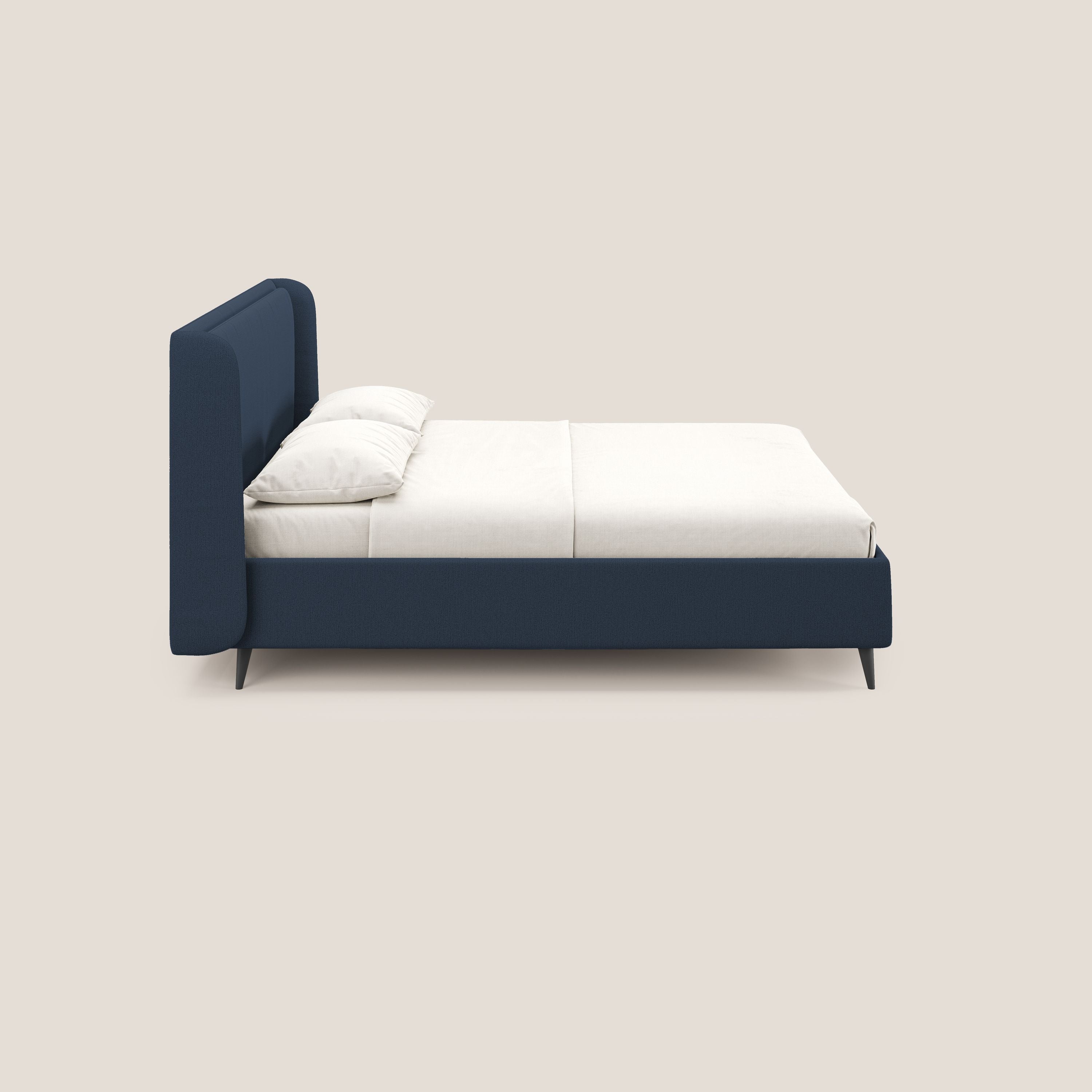 Nadine letto contenitore di design e comfort Italiano in tessuto impermeabile T19 blu - divani.store