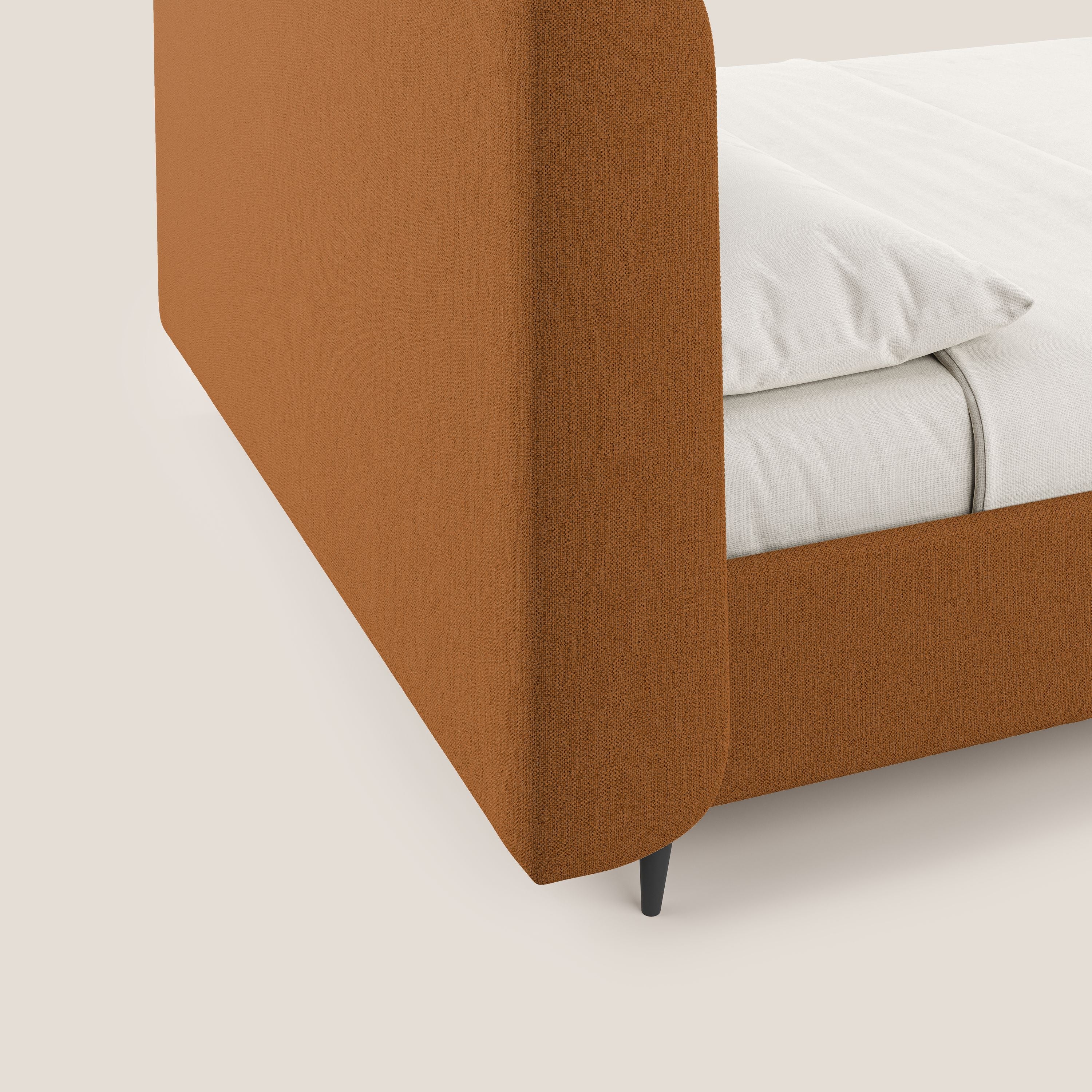 Nadine letto contenitore di design e comfort Italiano in tessuto impermeabile T19 arancio - divani.store