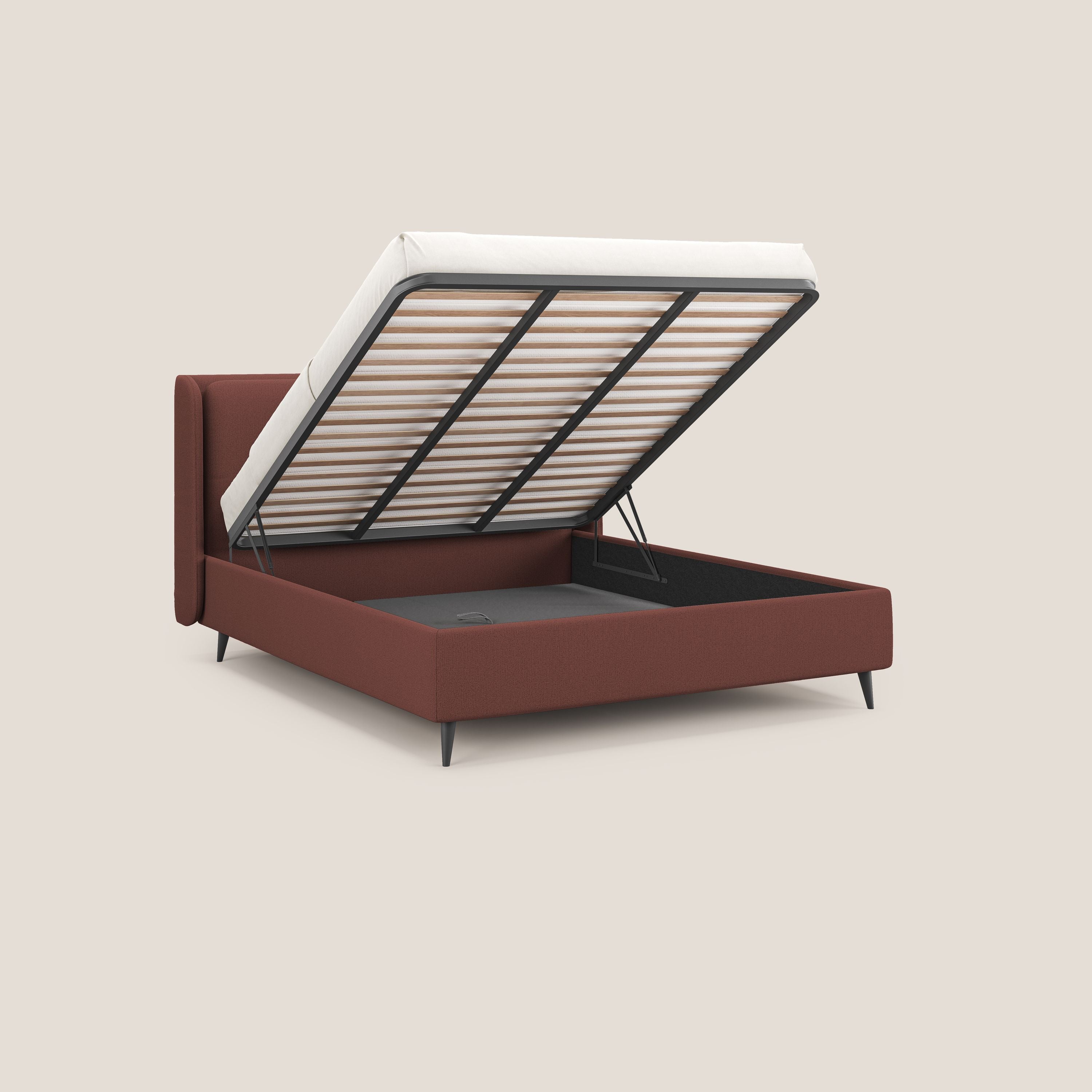 Nadine letto contenitore di design e comfort Italiano in tessuto impermeabile T19 salmone - divani.store