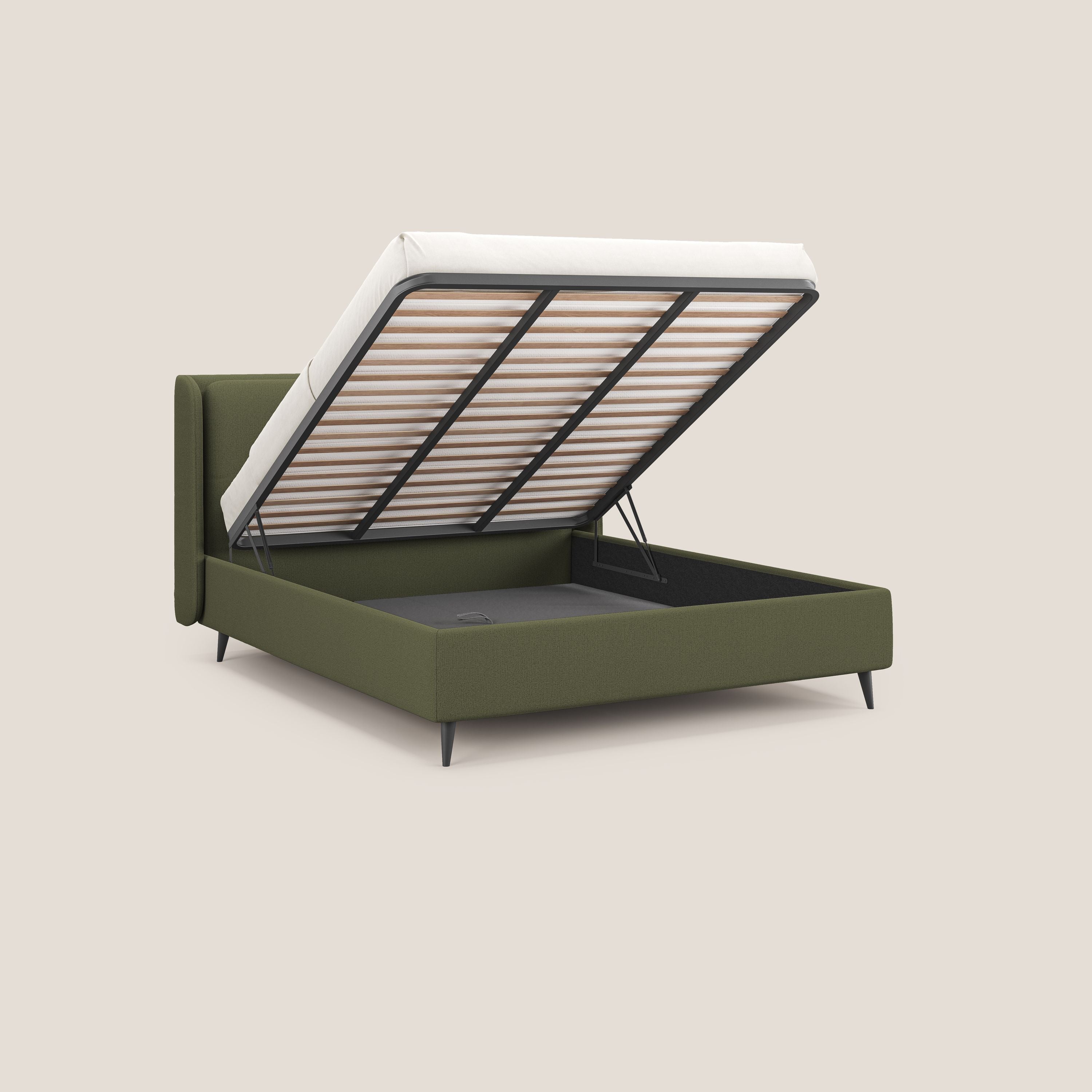 Nadine letto contenitore di design e comfort Italiano in tessuto impermeabile T19 verde - divani.store