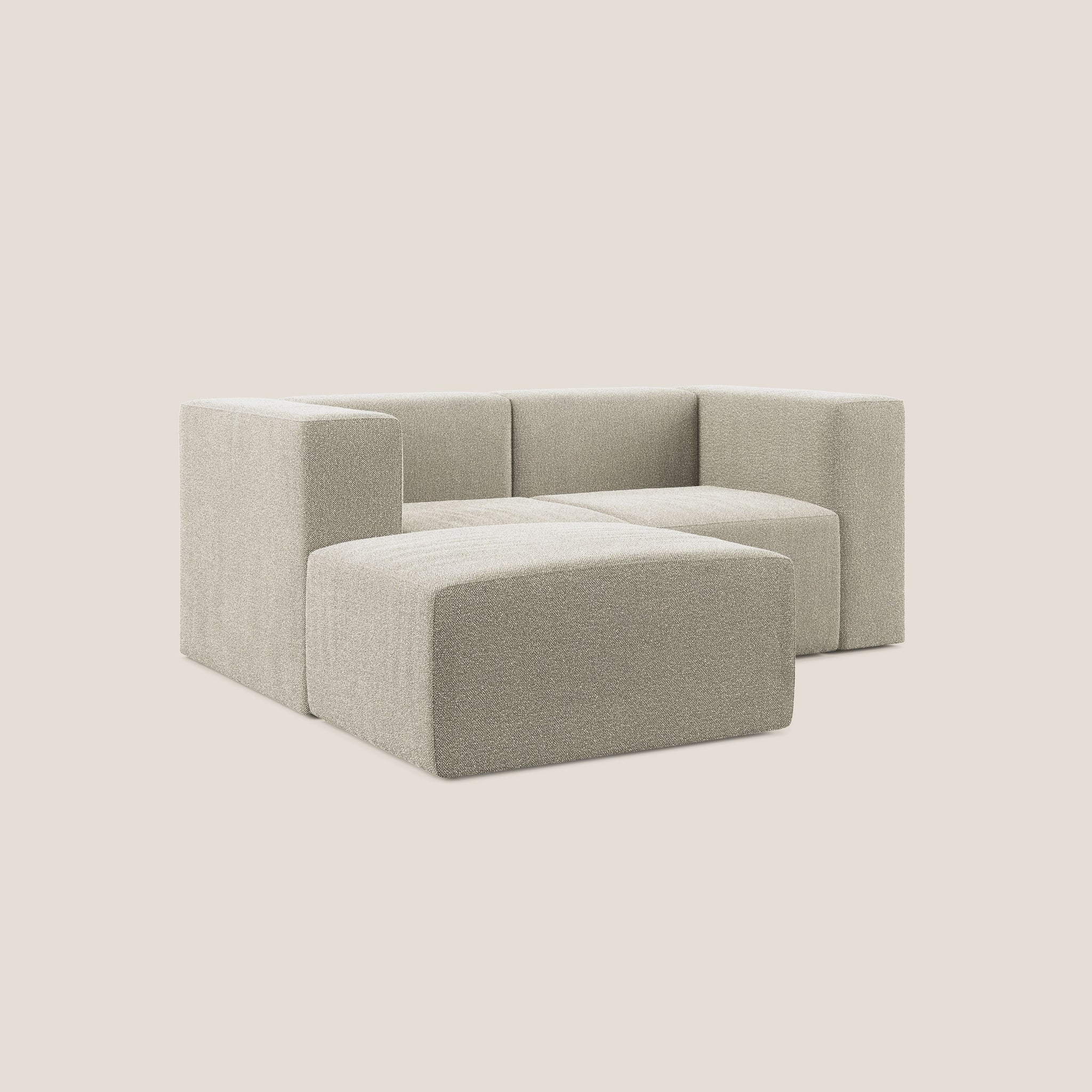 Nettuno divano angolare modulare reversibile e componibile in morbido tessuto bouclè T07
