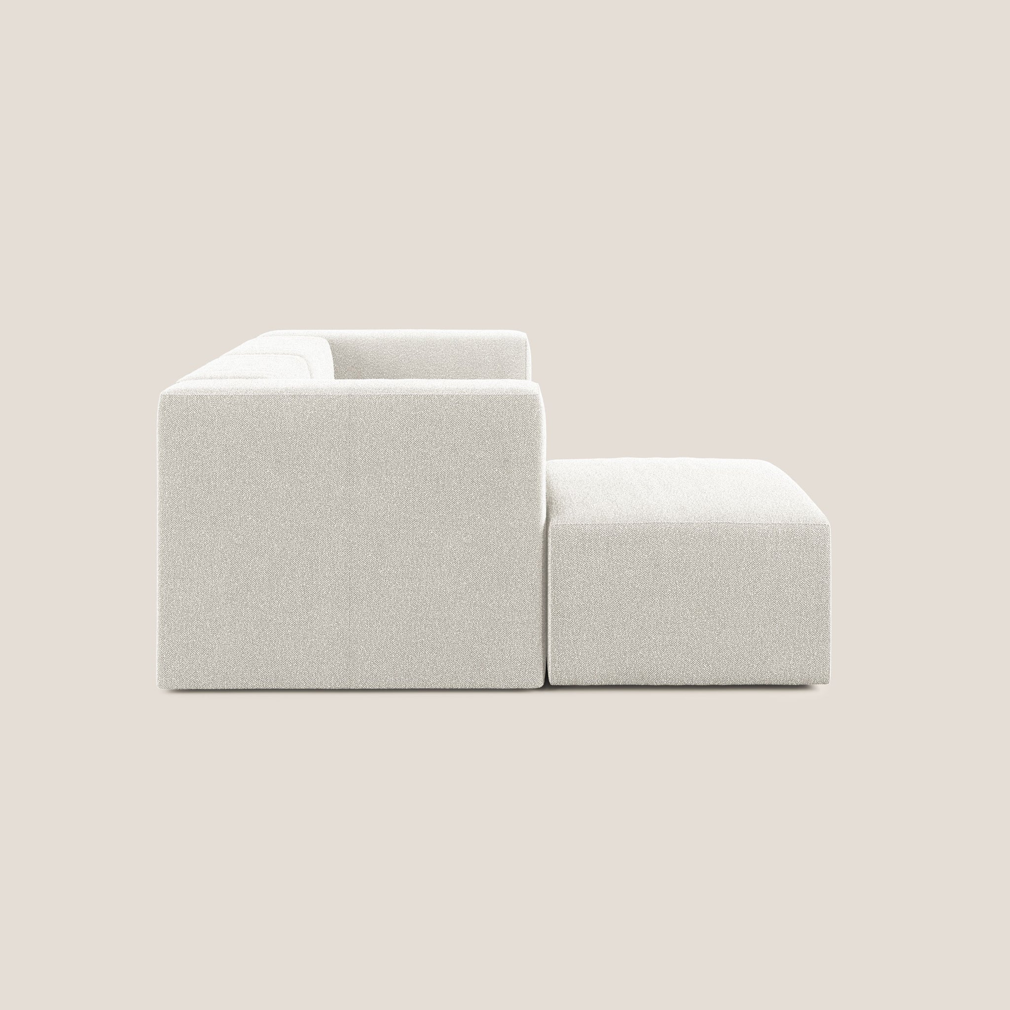 Nettuno divano angolare modulare reversibile e componibile in morbido tessuto bouclè T07