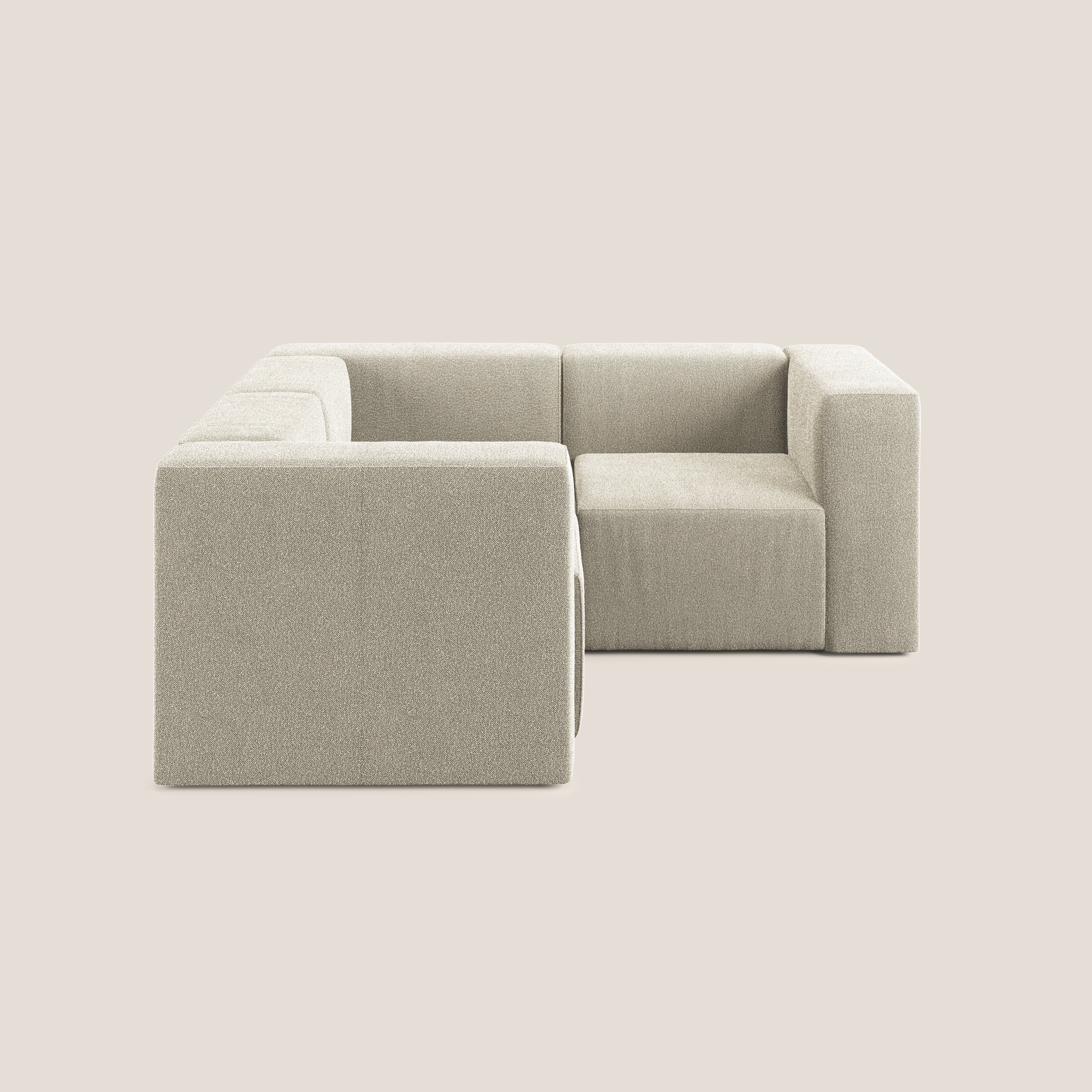 Nettuno divano angolare reversibile e modulare componibile in morbido tessuto bouclè T07 beige - divani.store