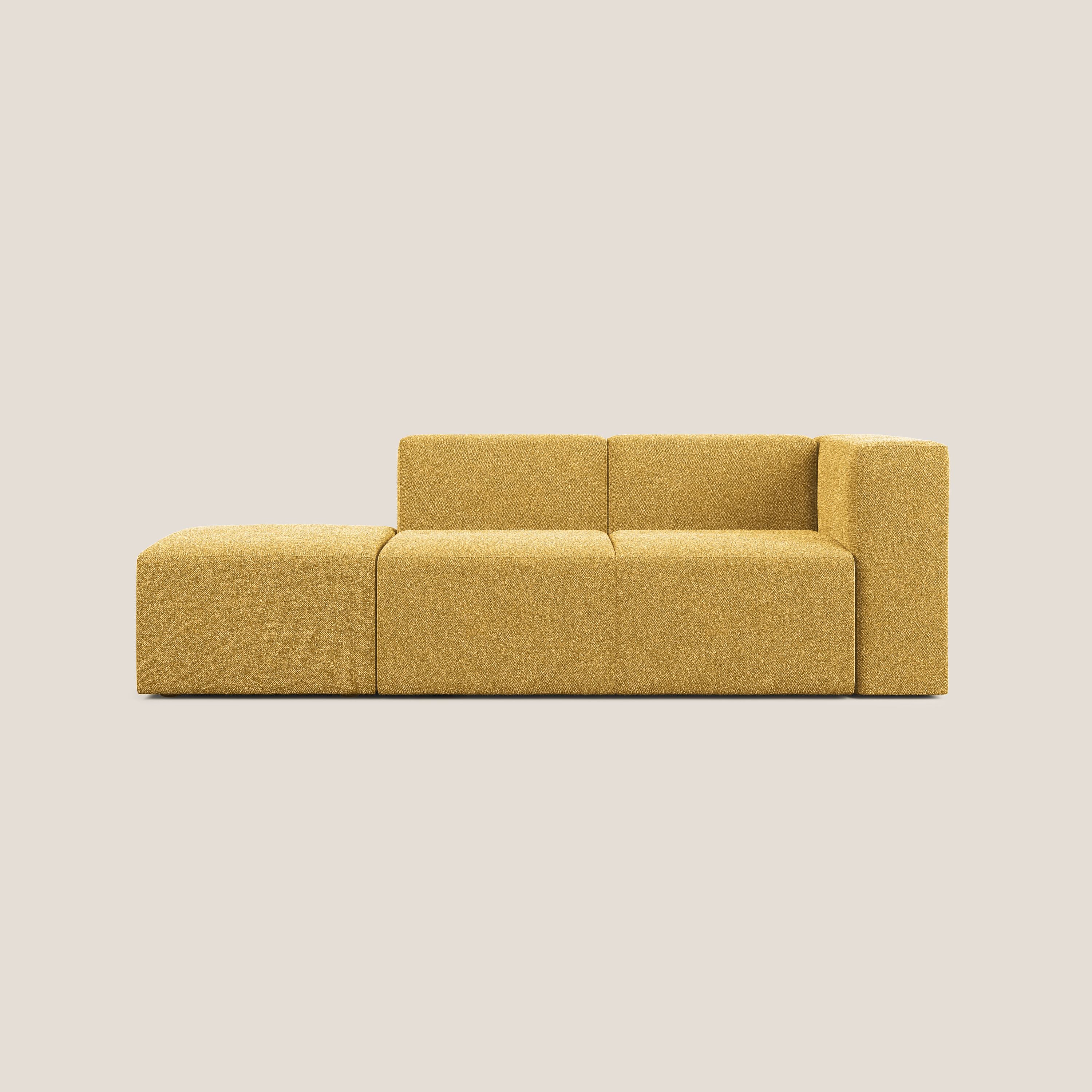 Nettuno divano lineare modulare e componibile in morbido tessuto bouclè T07 giallo - divani.store