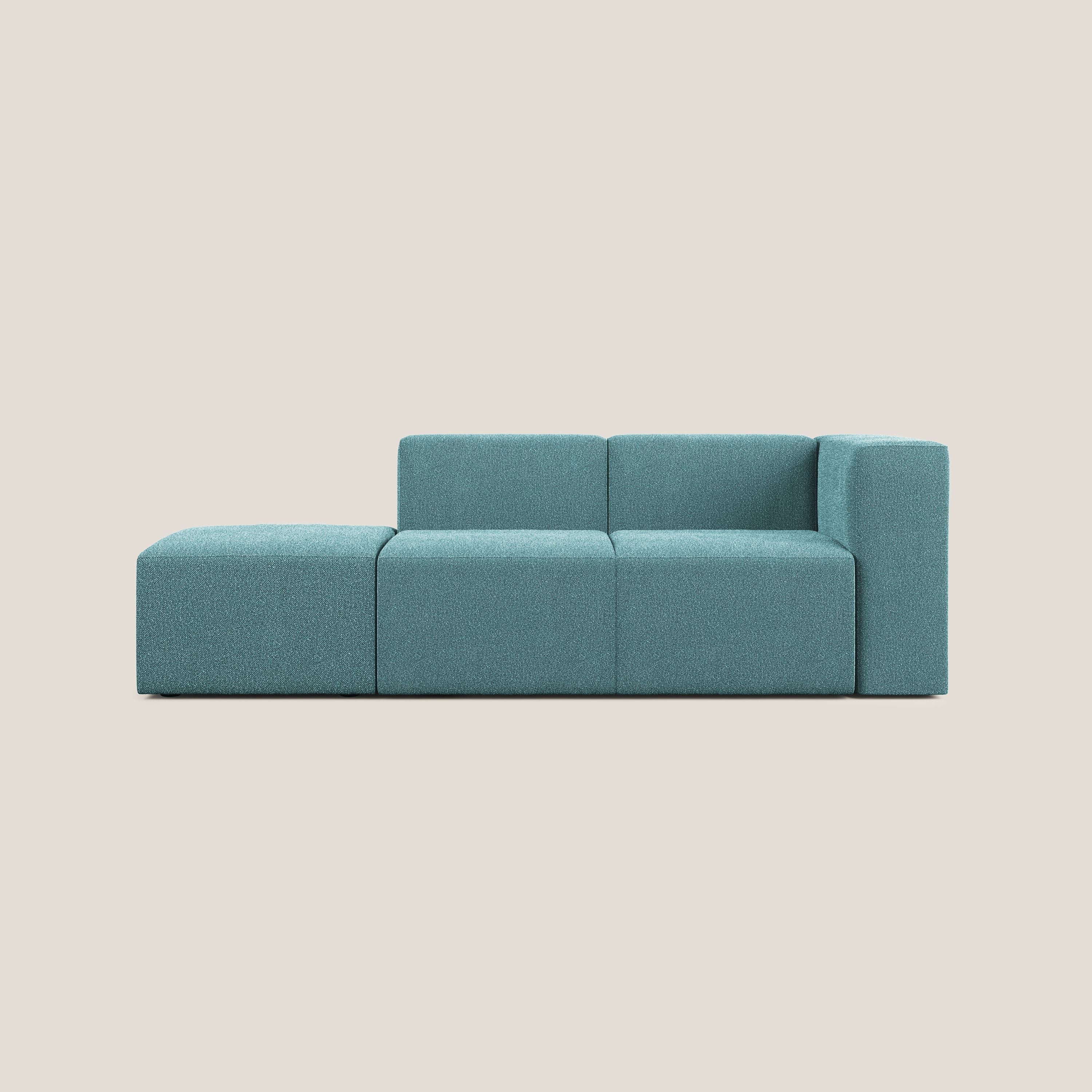 Nettuno divano lineare modulare e componibile in morbido tessuto bouclè T07 azzurro - divani.store