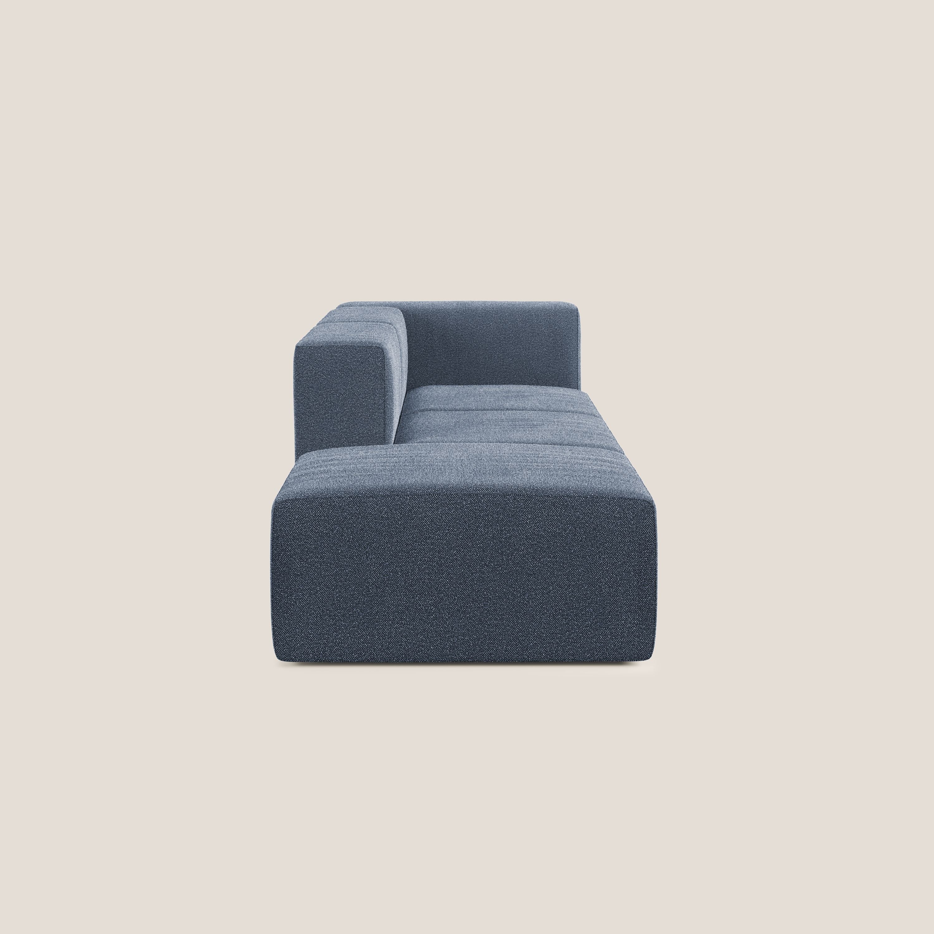 Nettuno divano lineare modulare e componibile in morbido tessuto bouclè T07 blu - divani.store