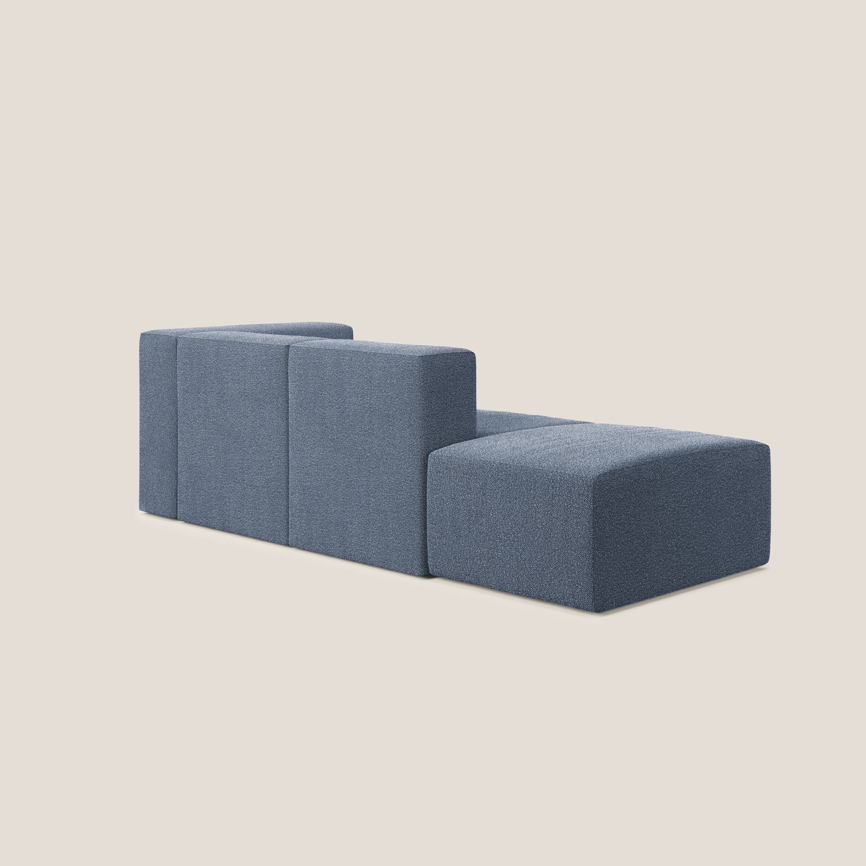 Nettuno divano lineare modulare e componibile in morbido tessuto bouclè T07 blu - divani.store