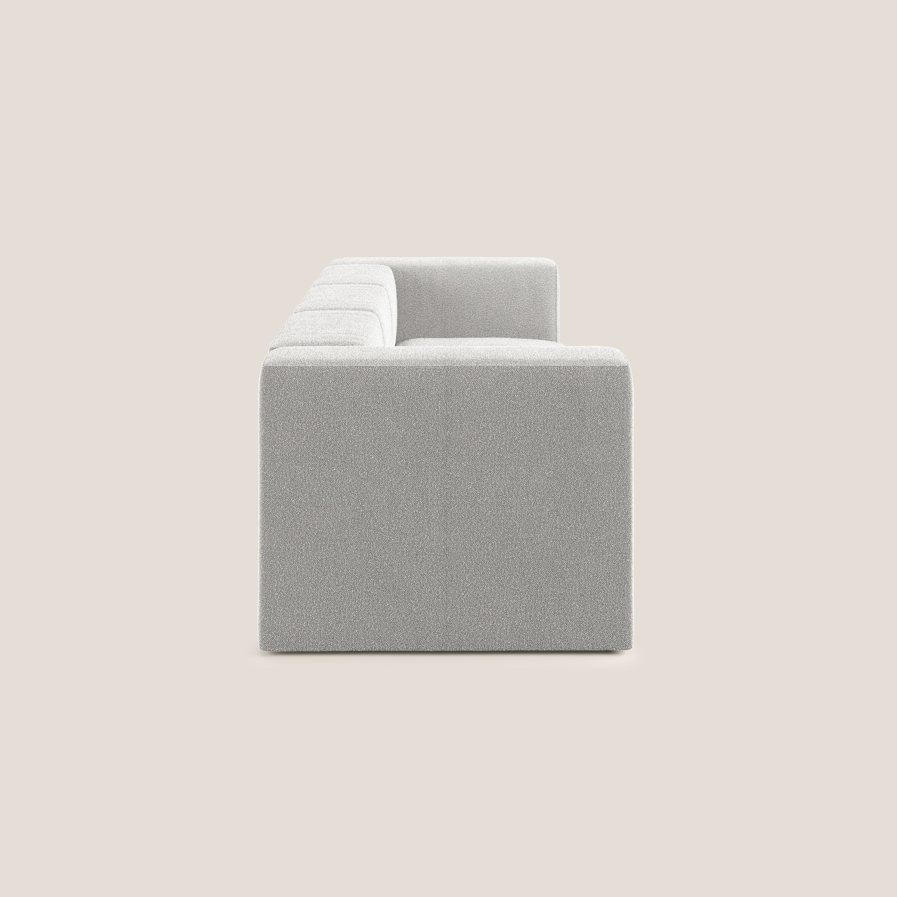 Nettuno divano lineare modulare a 3 sedute componibile in morbido tessuto bouclè T07 grigio - divani.store