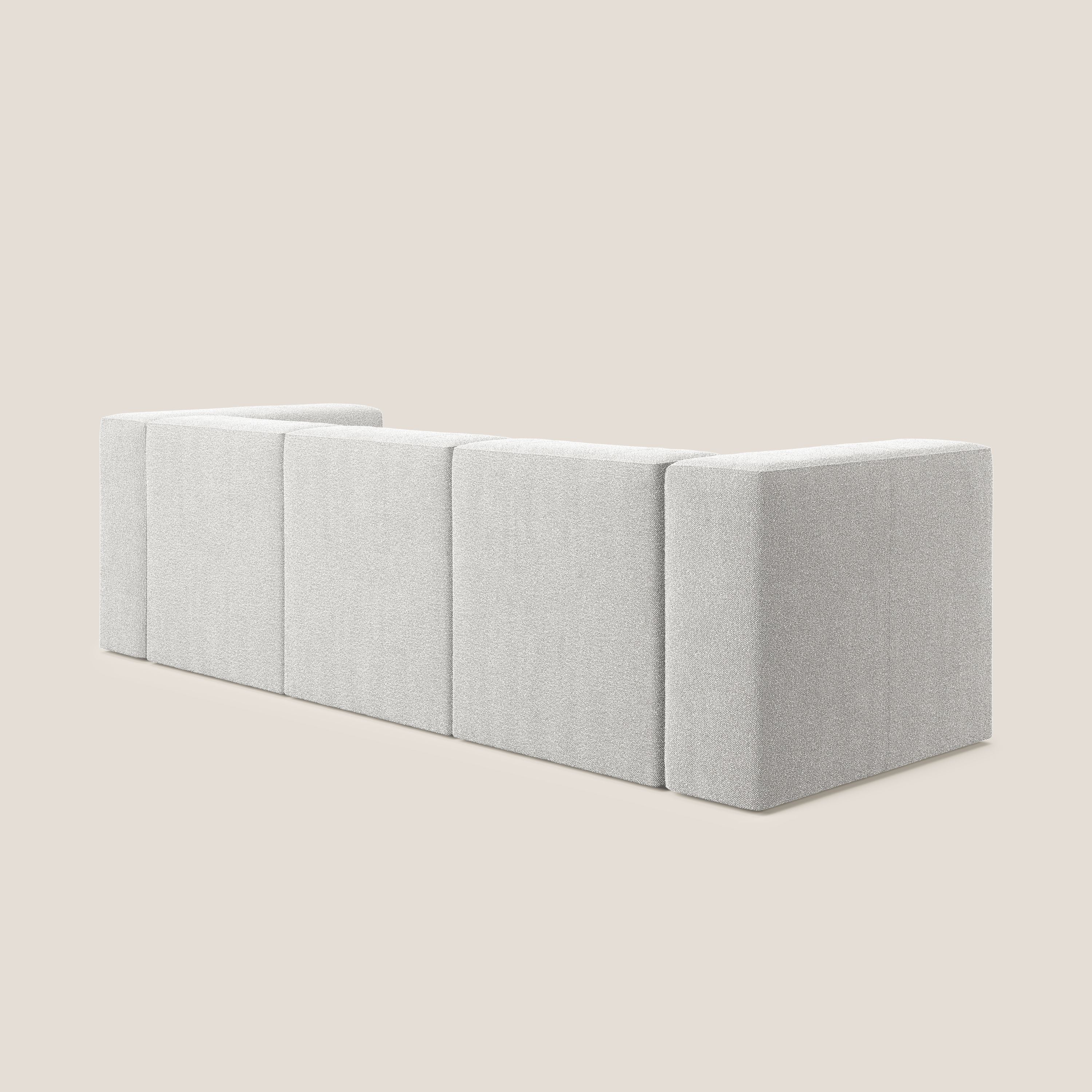 Nettuno divano lineare modulare a 3 sedute componibile in morbido tessuto bouclè T07 grigio - divani.store