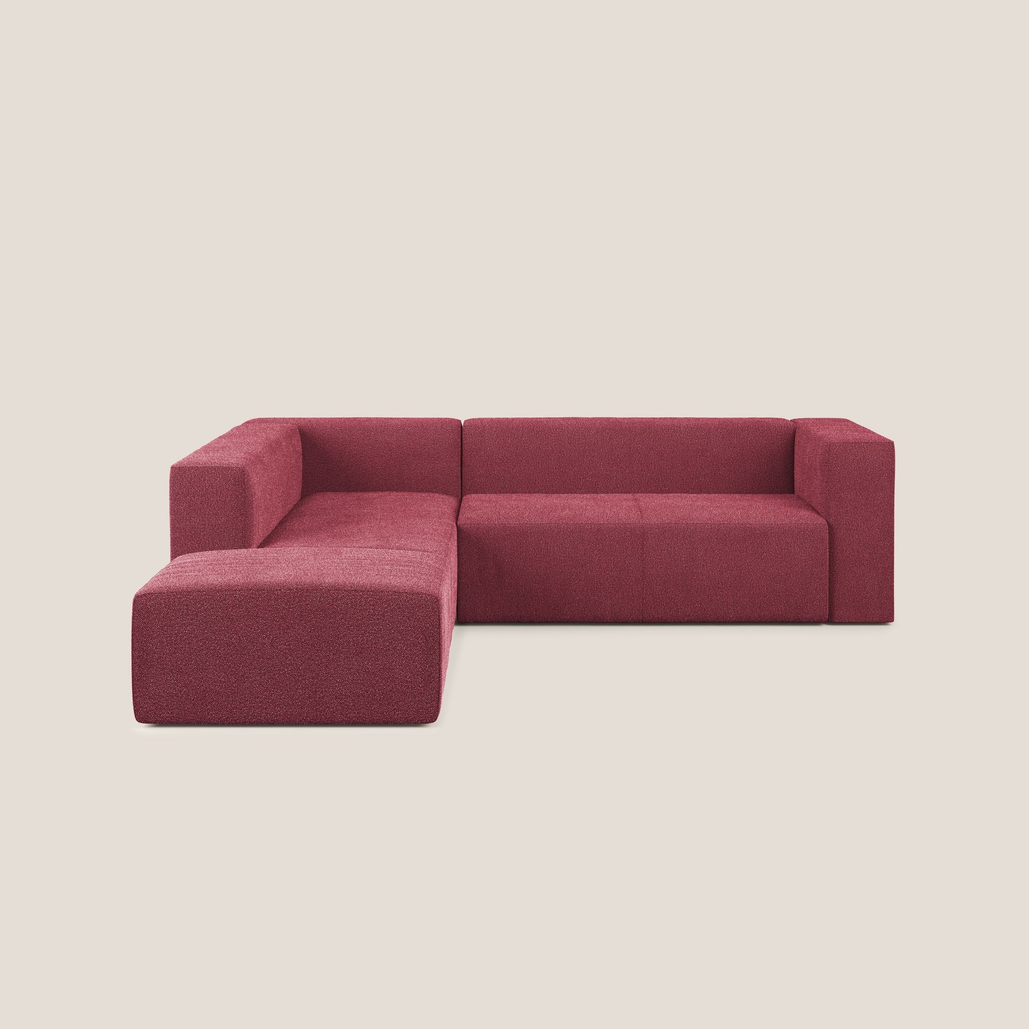 Nettuno divano angolare modulare componibile in morbido tessuto bouclè T07