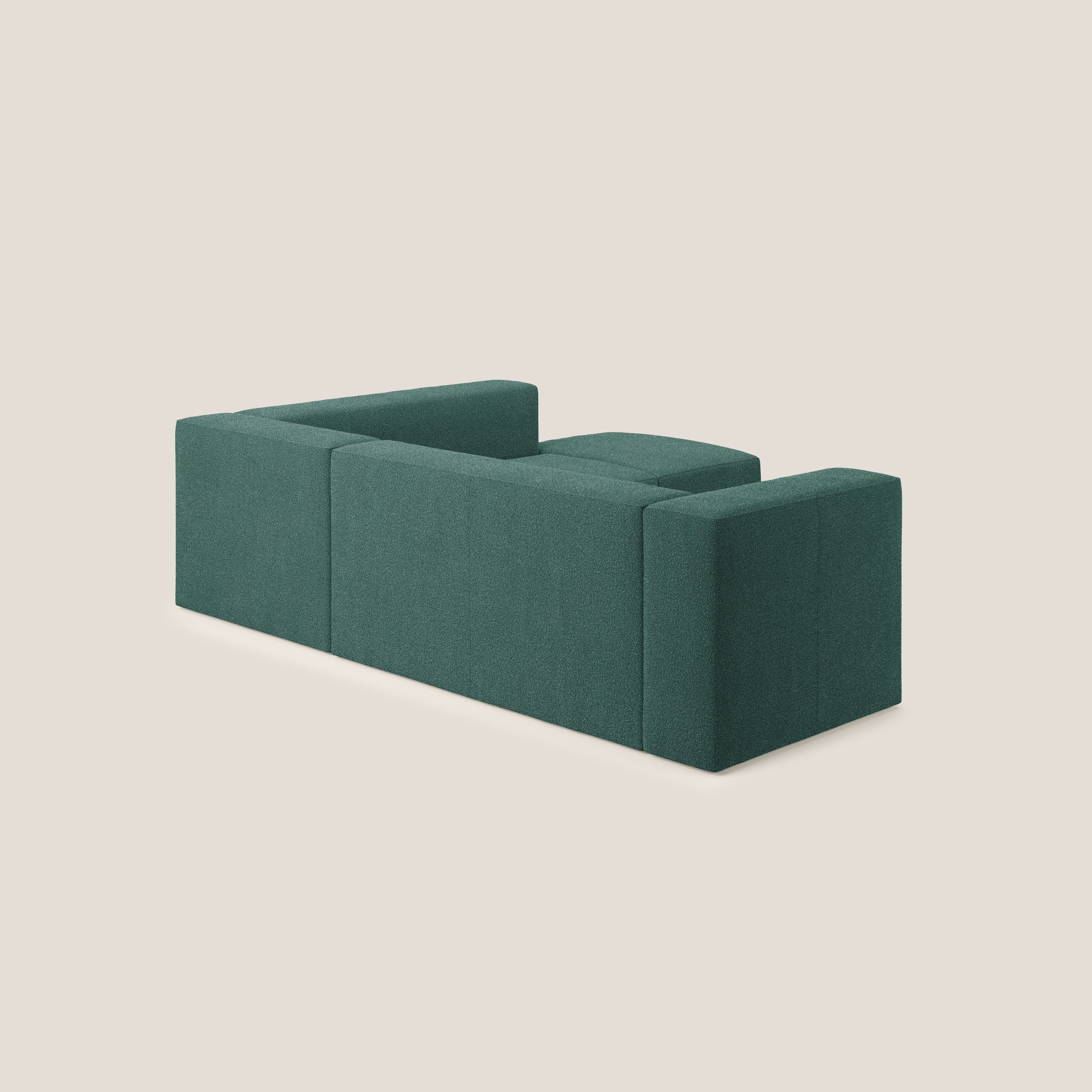 Nettuno divano angolare modulare componibile in morbido tessuto bouclè T07 verde - divani.store