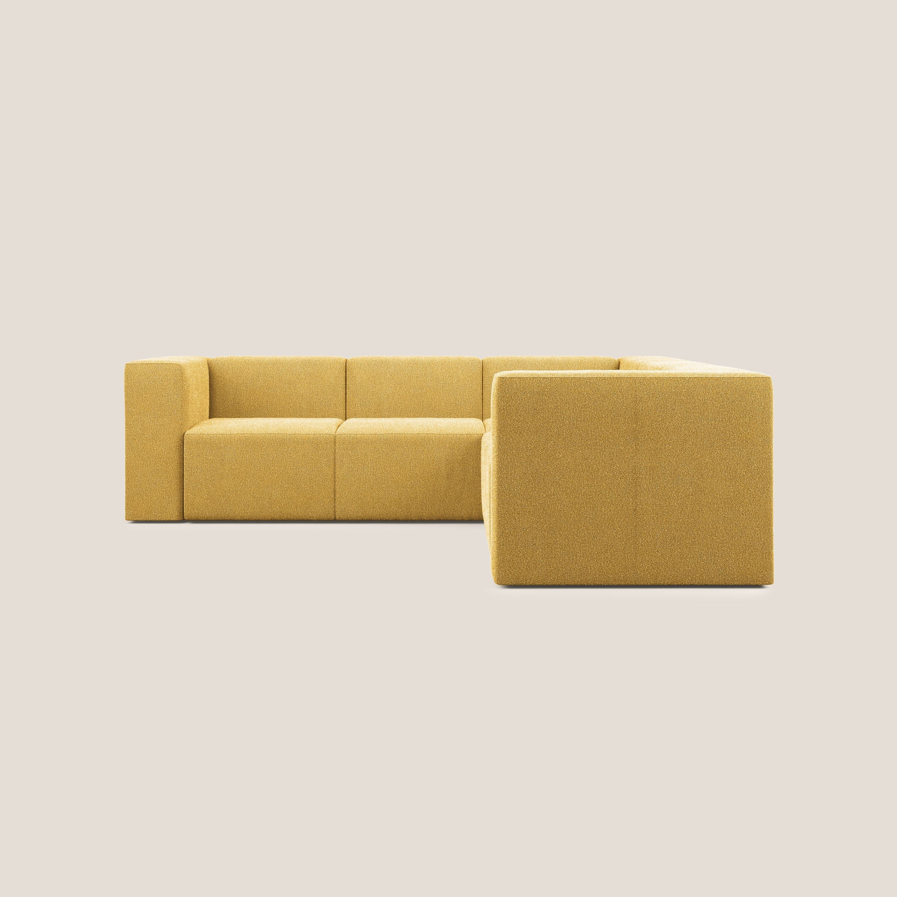 Nettuno divano angolare componibile reversibile in morbido tessuto bouclè T07 giallo - divani.store