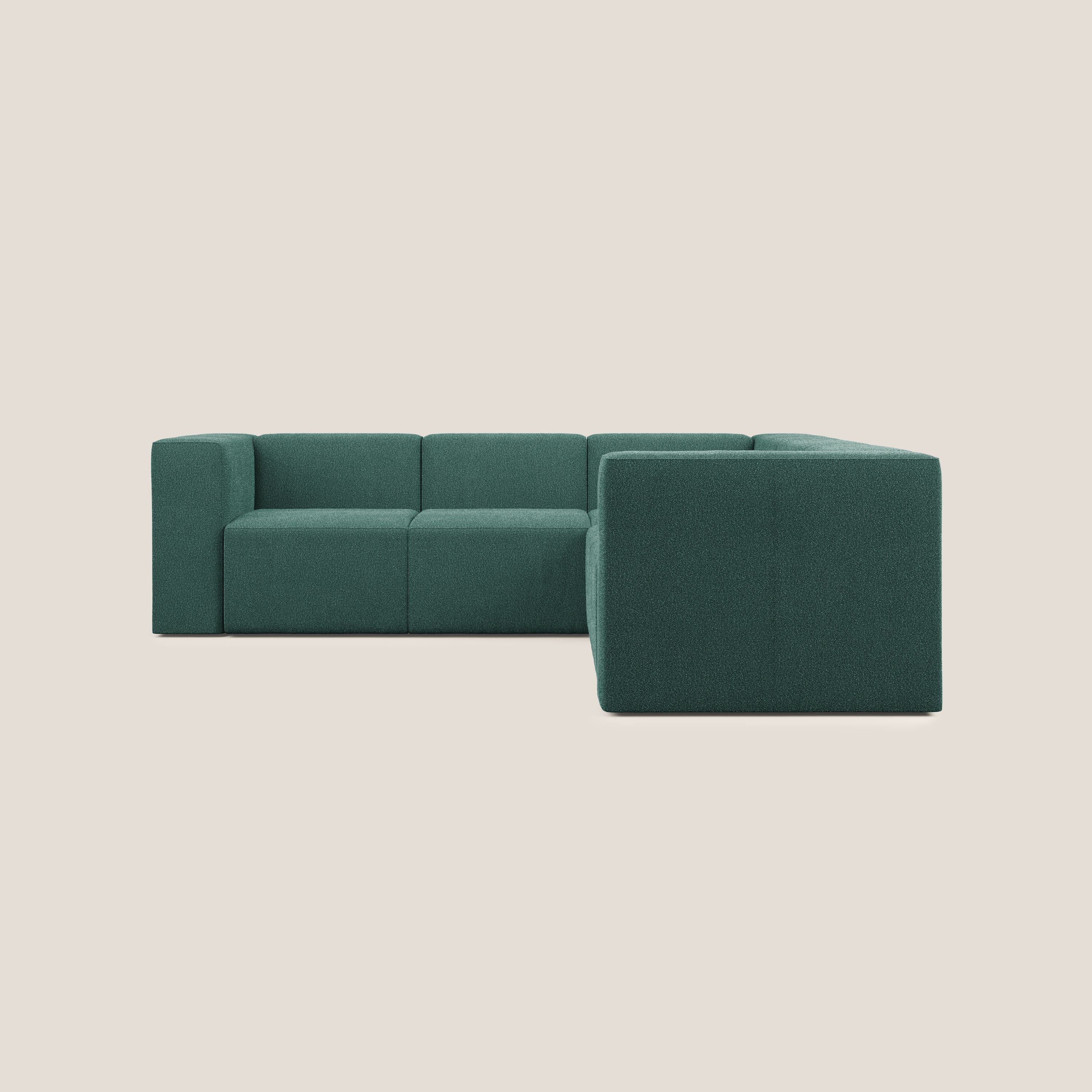 Nettuno divano angolare componibile reversibile in morbido tessuto bouclè T07 verde - divani.store