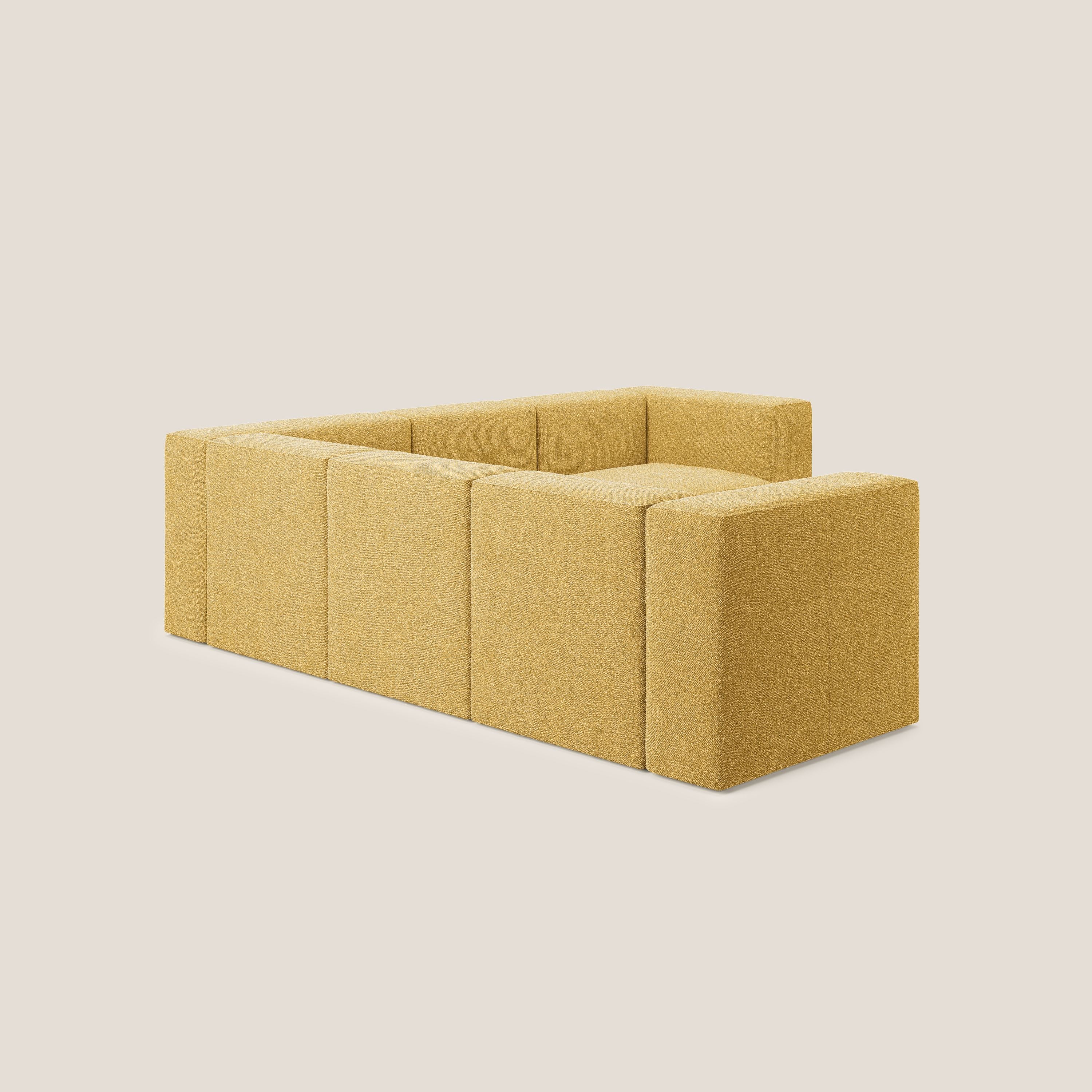 Nettuno divano angolare componibile reversibile in morbido tessuto bouclè T07 giallo - divani.store