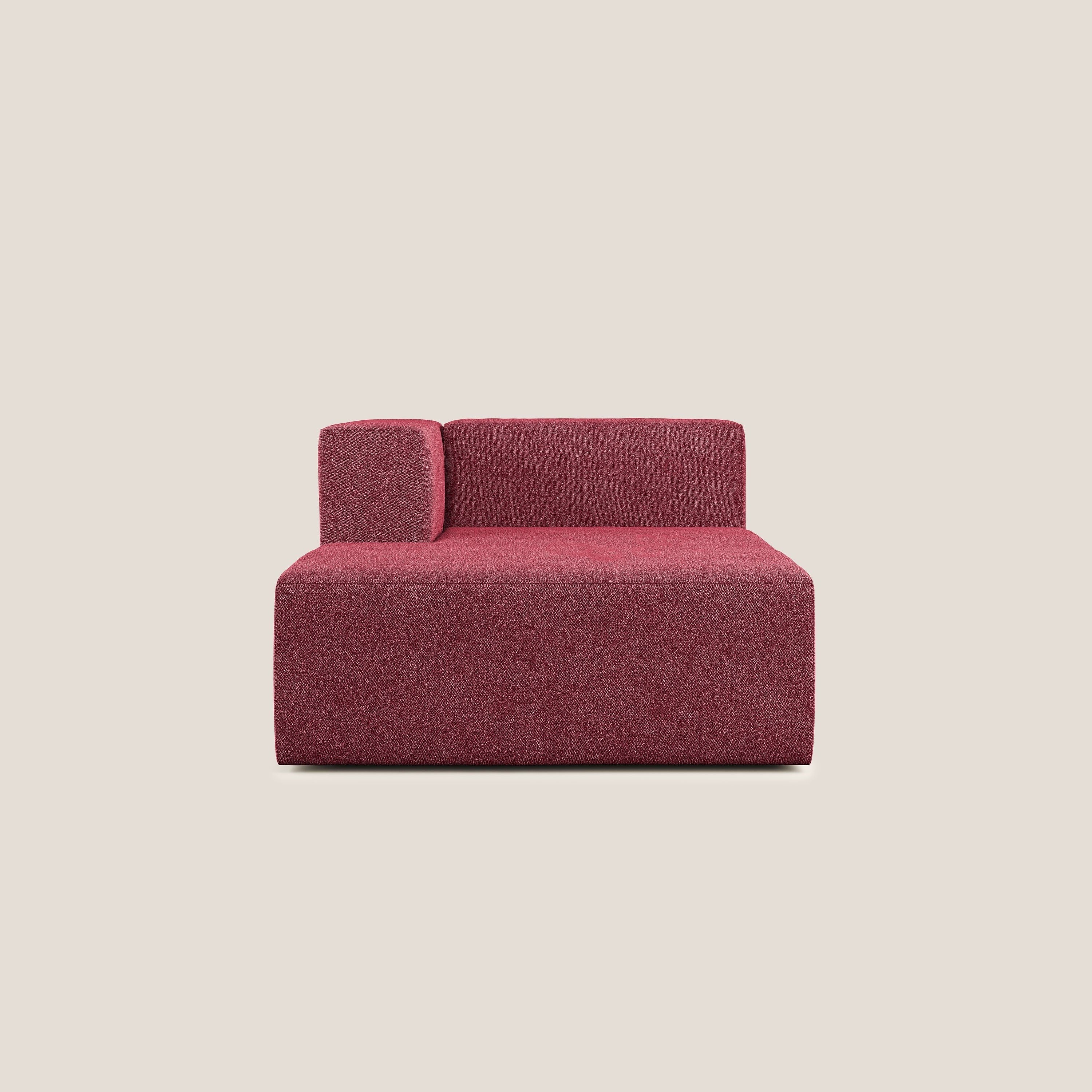 Nettuno modulo chaise longue in morbido tessuto bouclè T07 rosso - divani.store