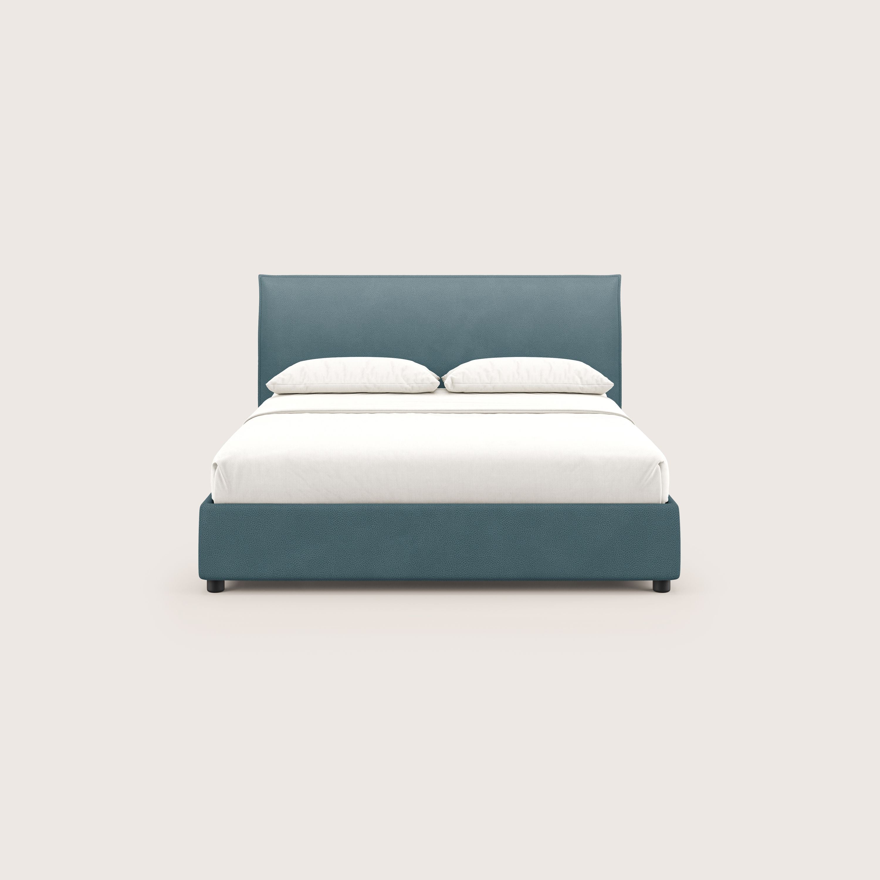 Nina letto contenitore dal design minimal in microfibra effetto pelle smacchiabile T15 petrolio - divani.store