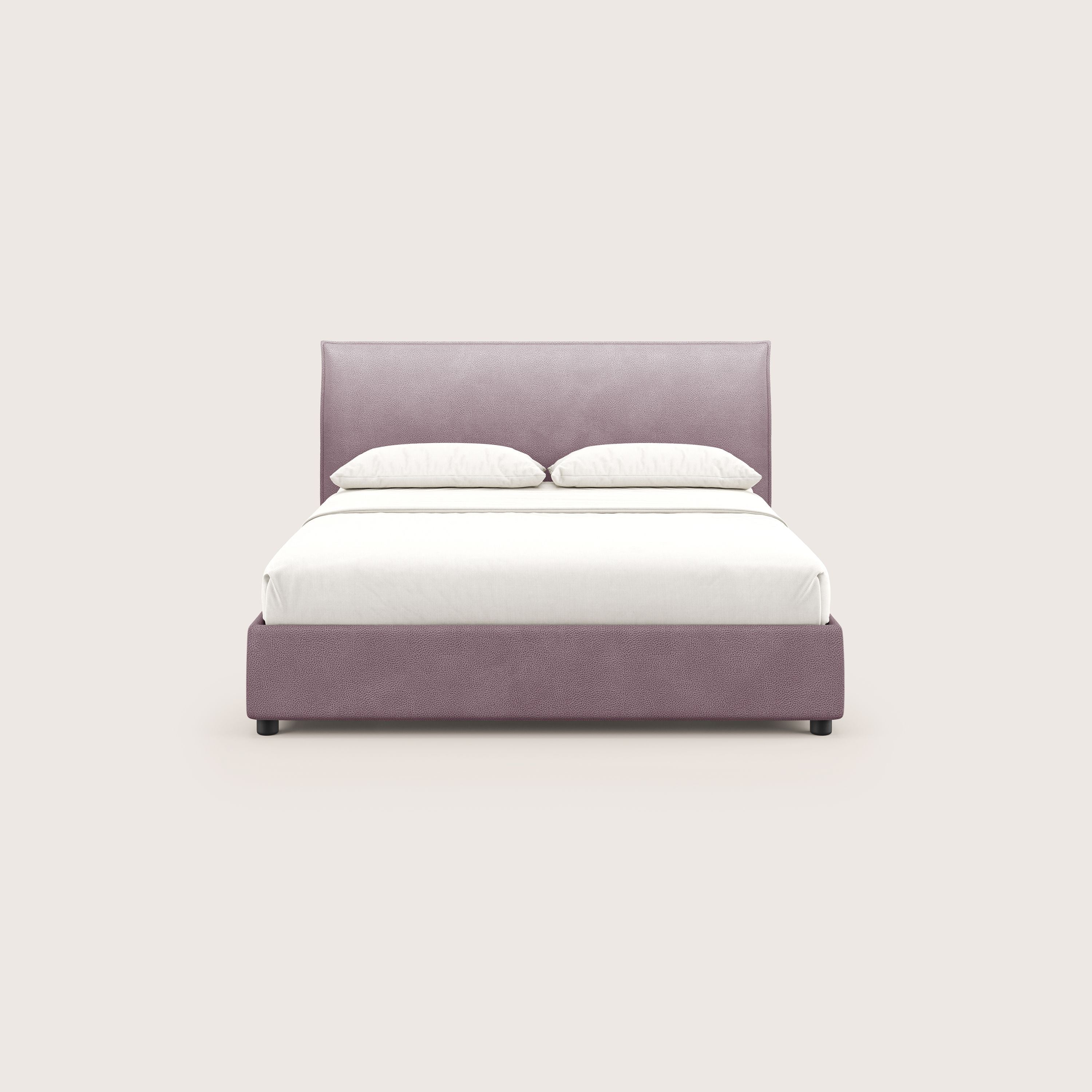 Nina letto contenitore dal design minimal in microfibra effetto pelle smacchiabile T15 rosa - divani.store