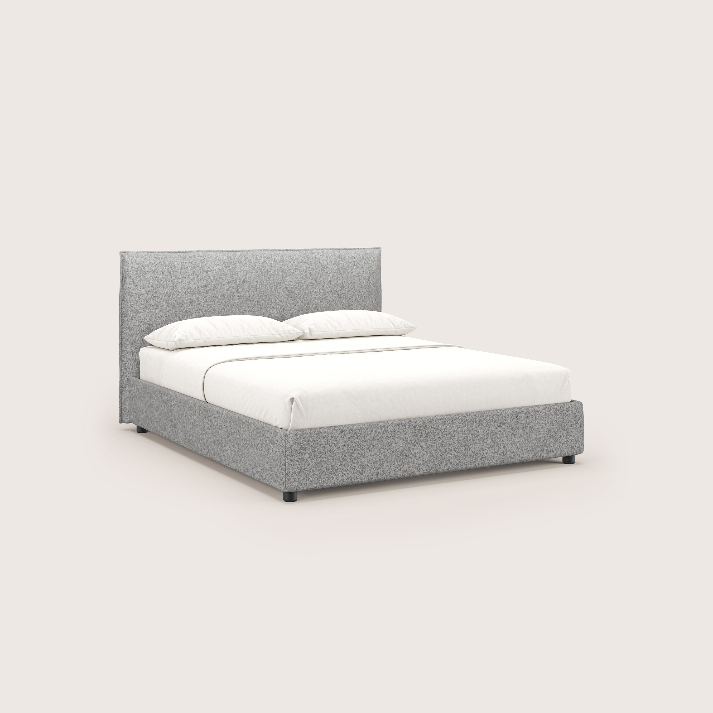 Nina letto contenitore dal design minimal in microfibra effetto pelle smacchiabile T15 grigio - divani.store