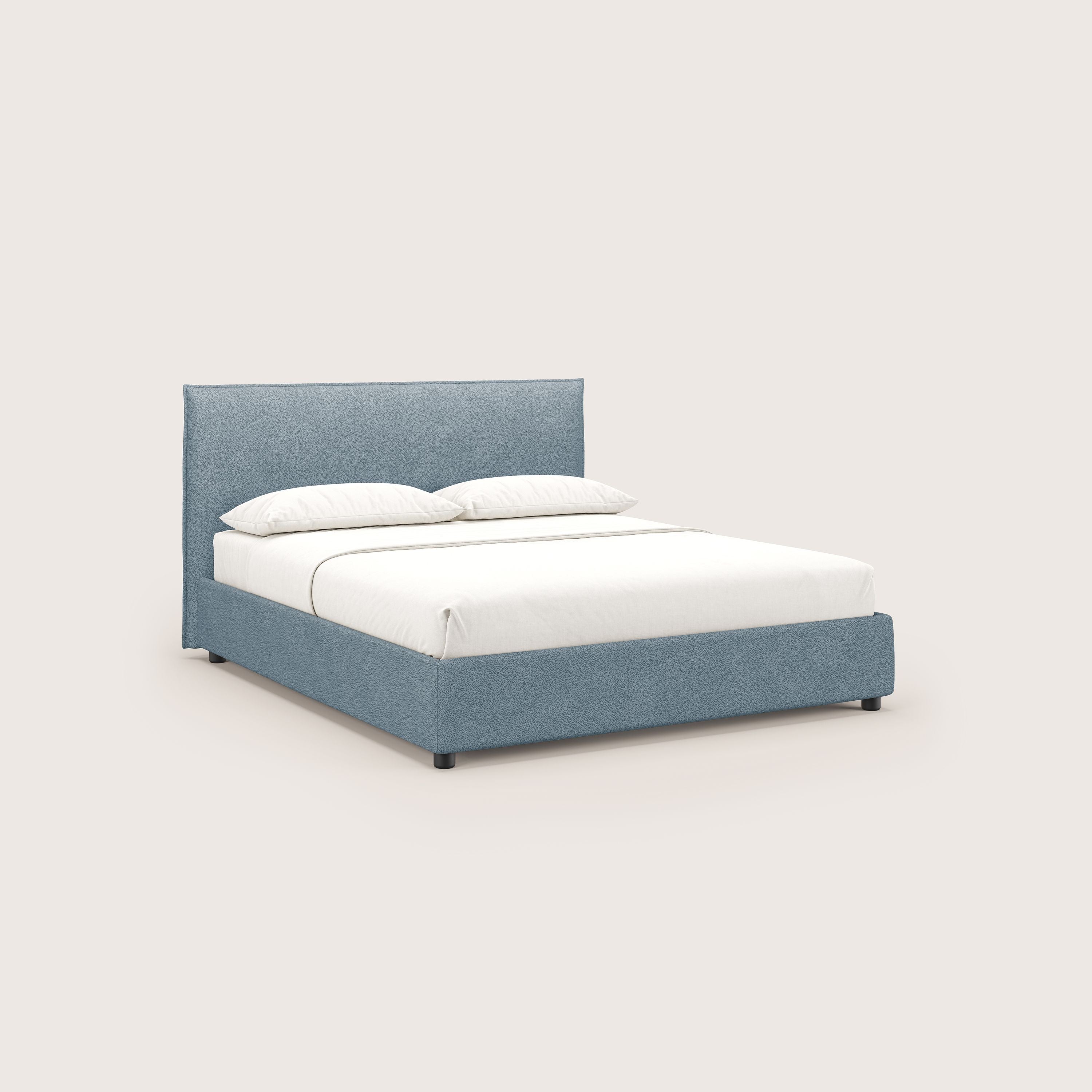 Nina letto contenitore dal design minimal in microfibra effetto pelle smacchiabile T15 carta da zucchero - divani.store