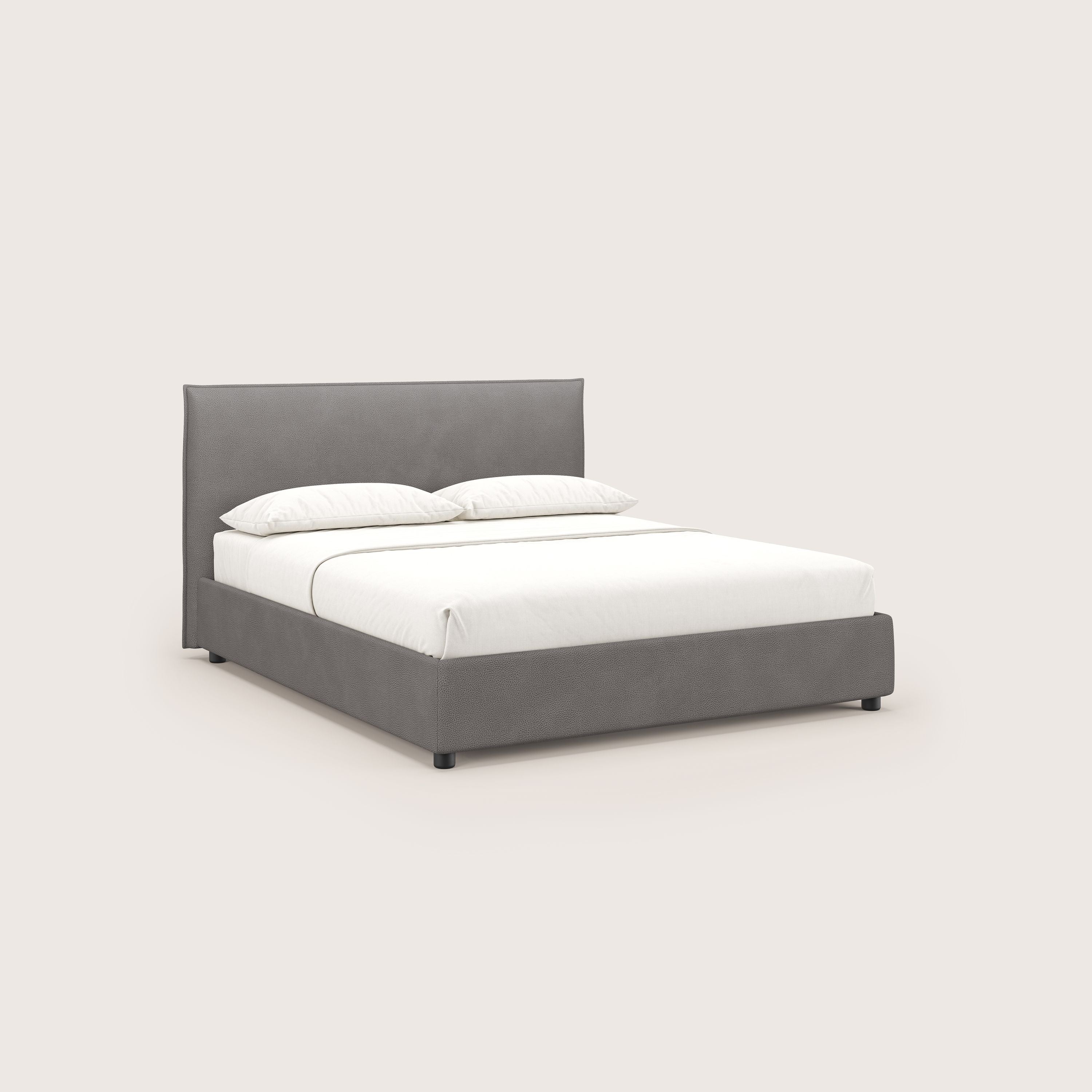 Nina letto contenitore dal design minimal in microfibra effetto pelle smacchiabile T15 antracite - divani.store