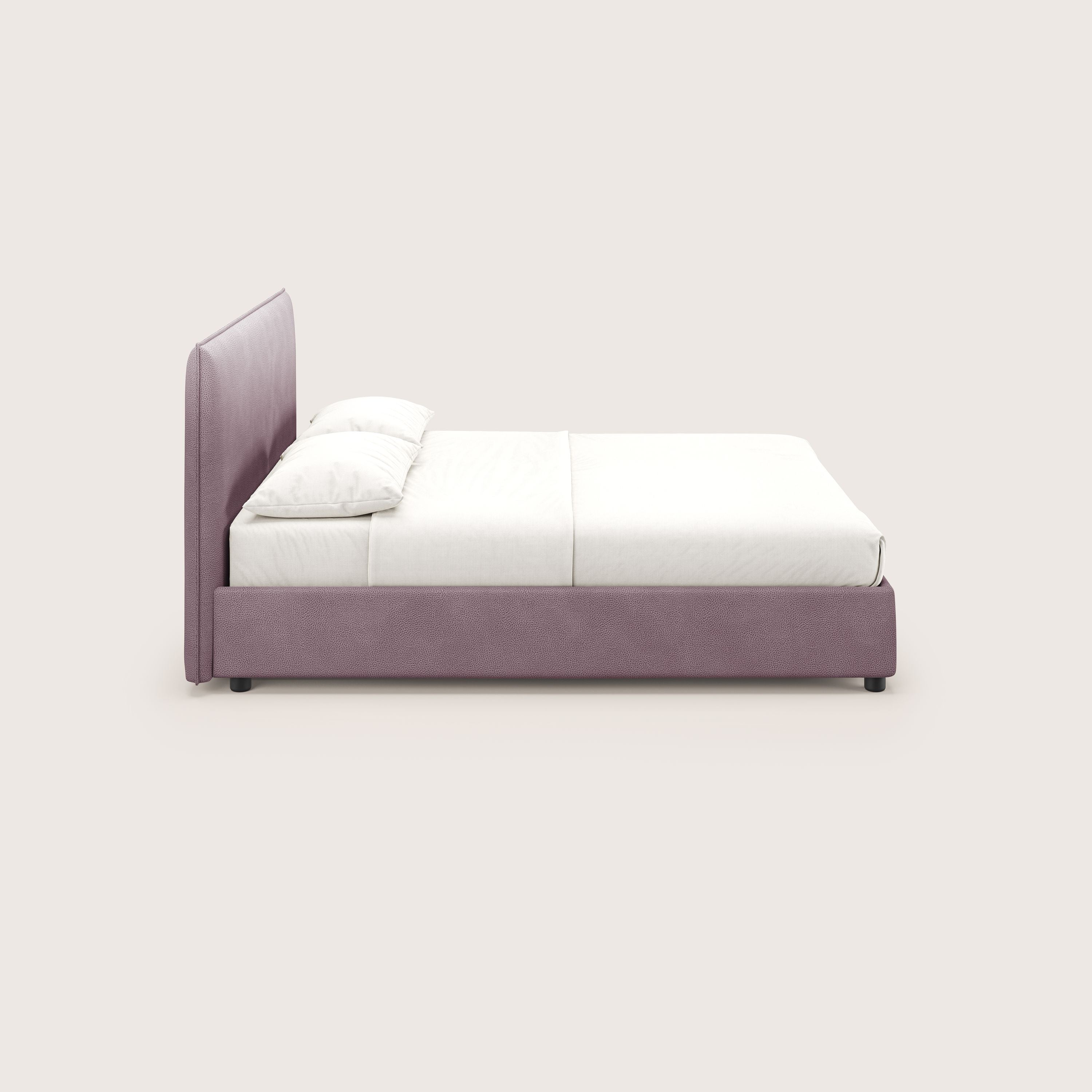 Nina letto contenitore dal design minimal in microfibra effetto pelle smacchiabile T15 rosa - divani.store