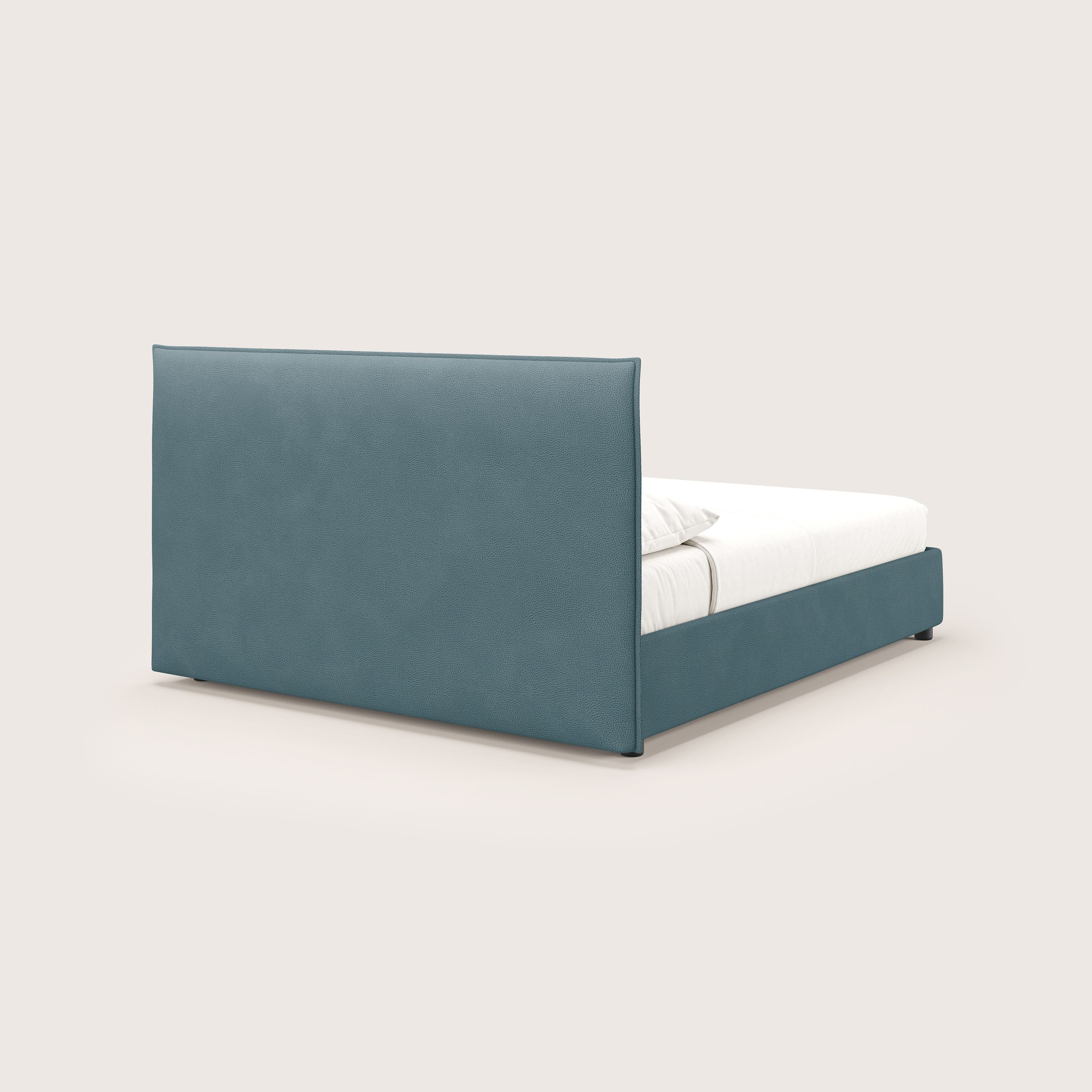 Nina letto contenitore dal design minimal in microfibra effetto pelle smacchiabile T15 petrolio - divani.store
