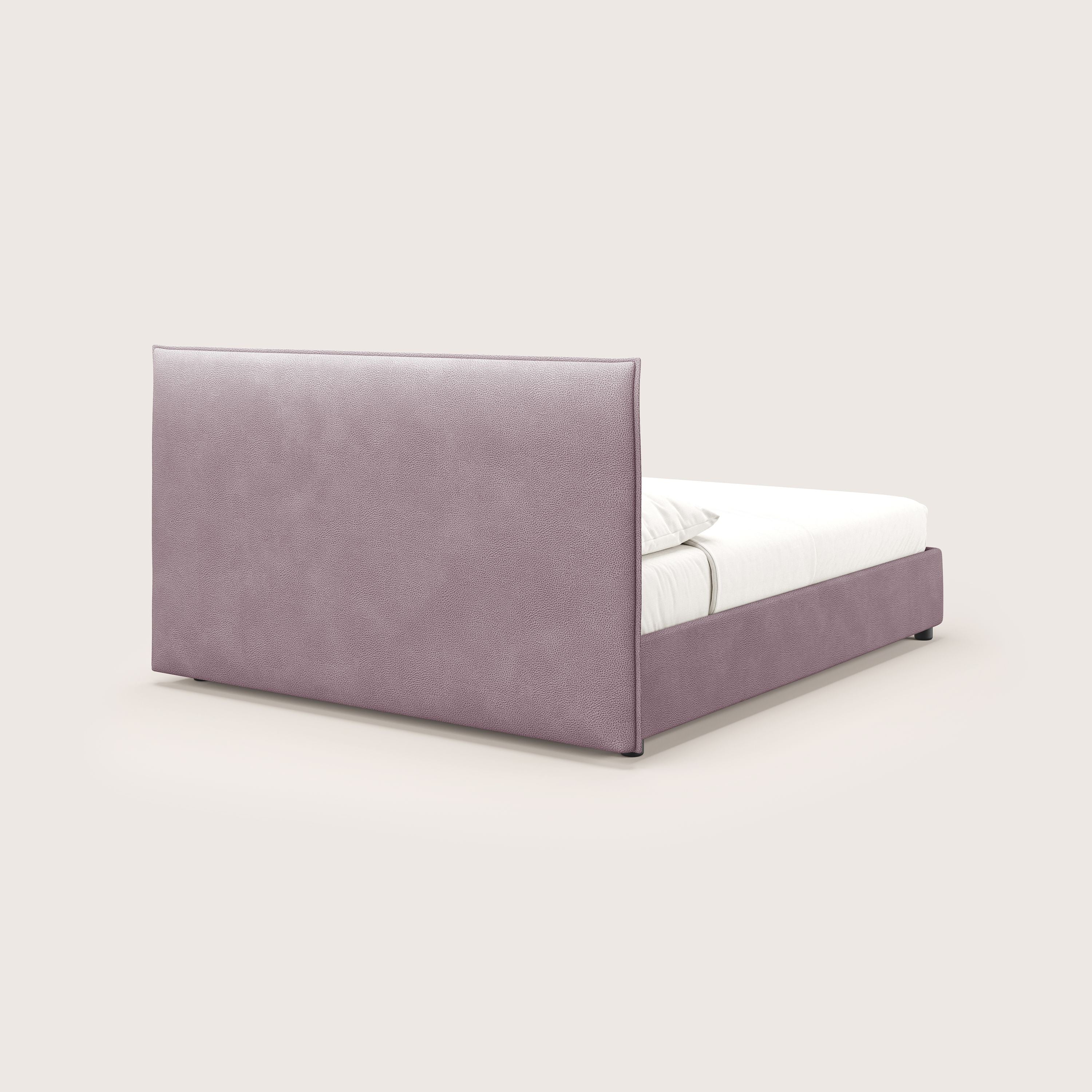 Nina letto contenitore dal design minimal in microfibra effetto pelle smacchiabile T15 rosa - divani.store