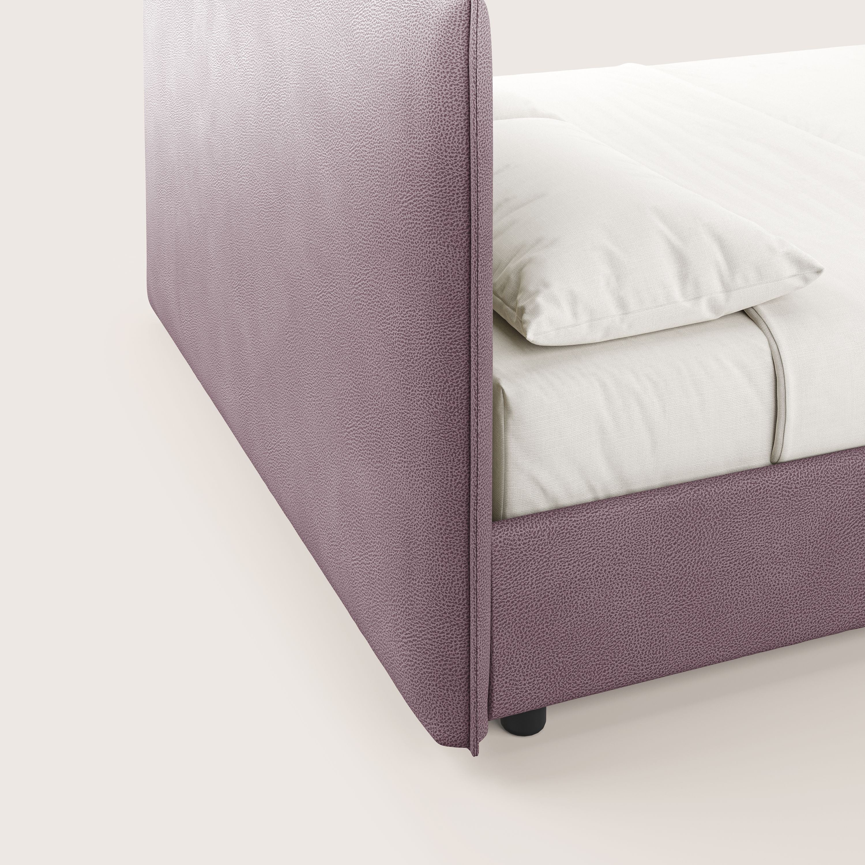 Nina letto contenitore dal design minimal in microfibra effetto pelle smacchiabile T15 rosa - divani.store