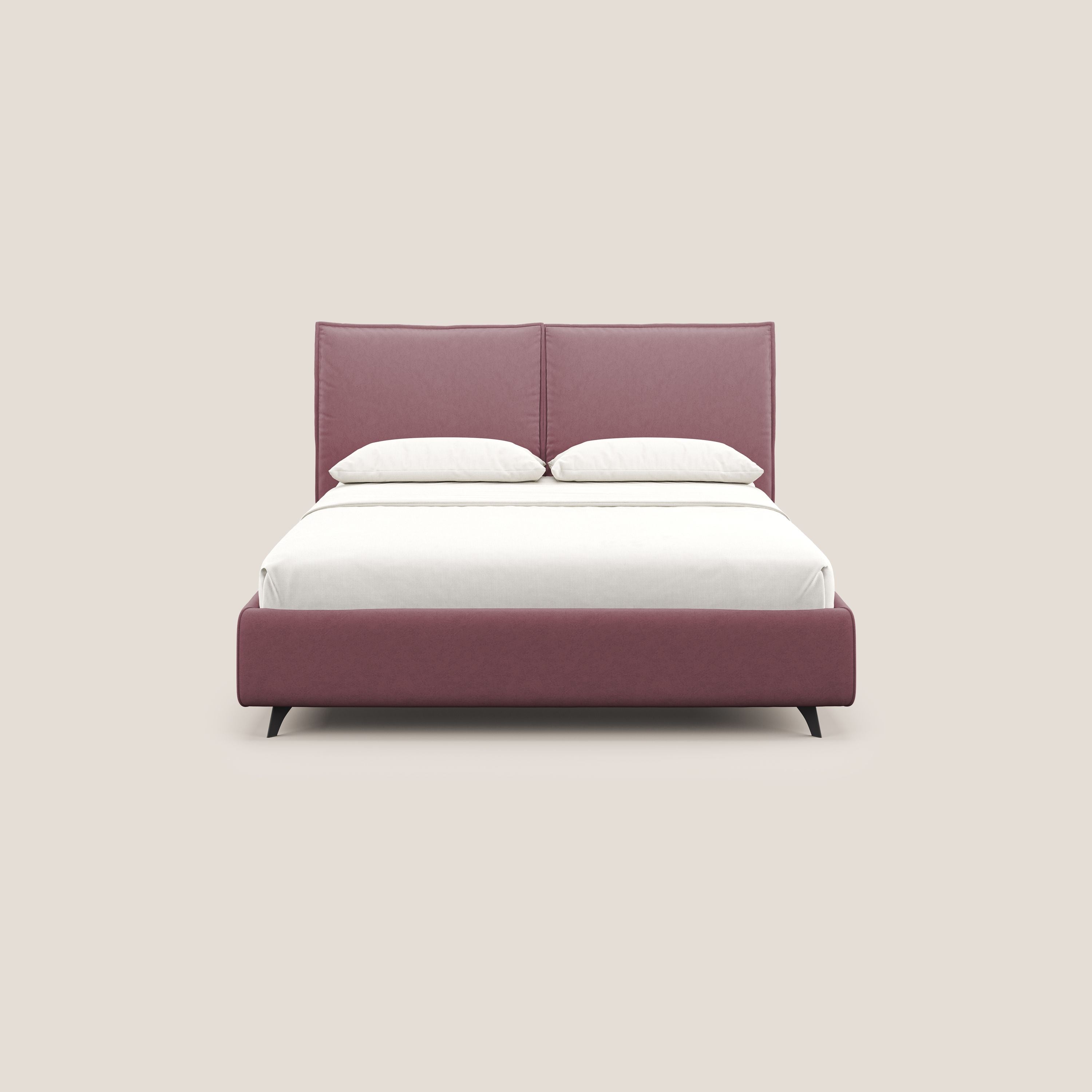 Nives letto imbottito contenitore sfoderabile in microfibra velluto impermeabile T09 salmone - divani.store
