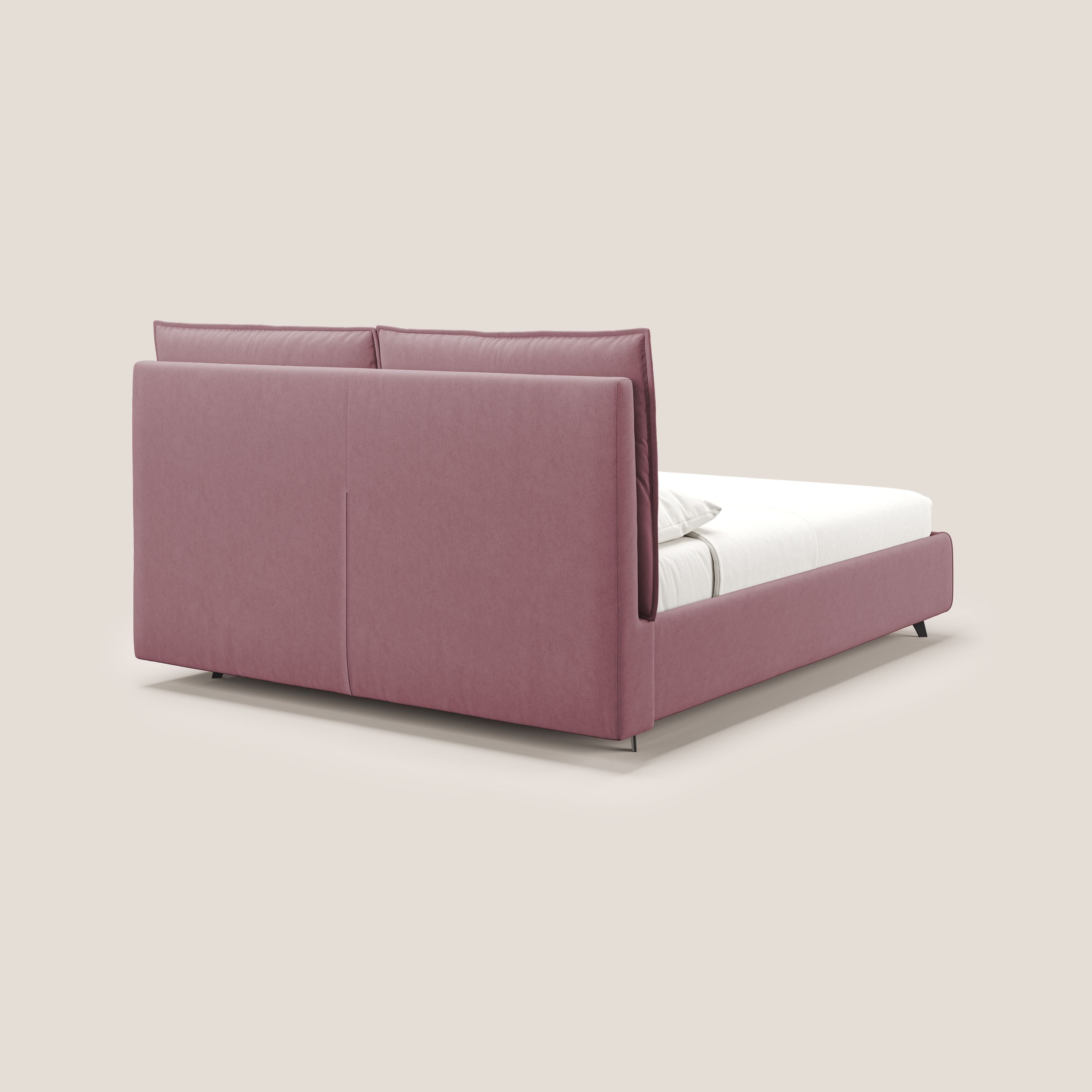 Nives letto imbottito contenitore sfoderabile in microfibra velluto impermeabile T09 salmone - divani.store