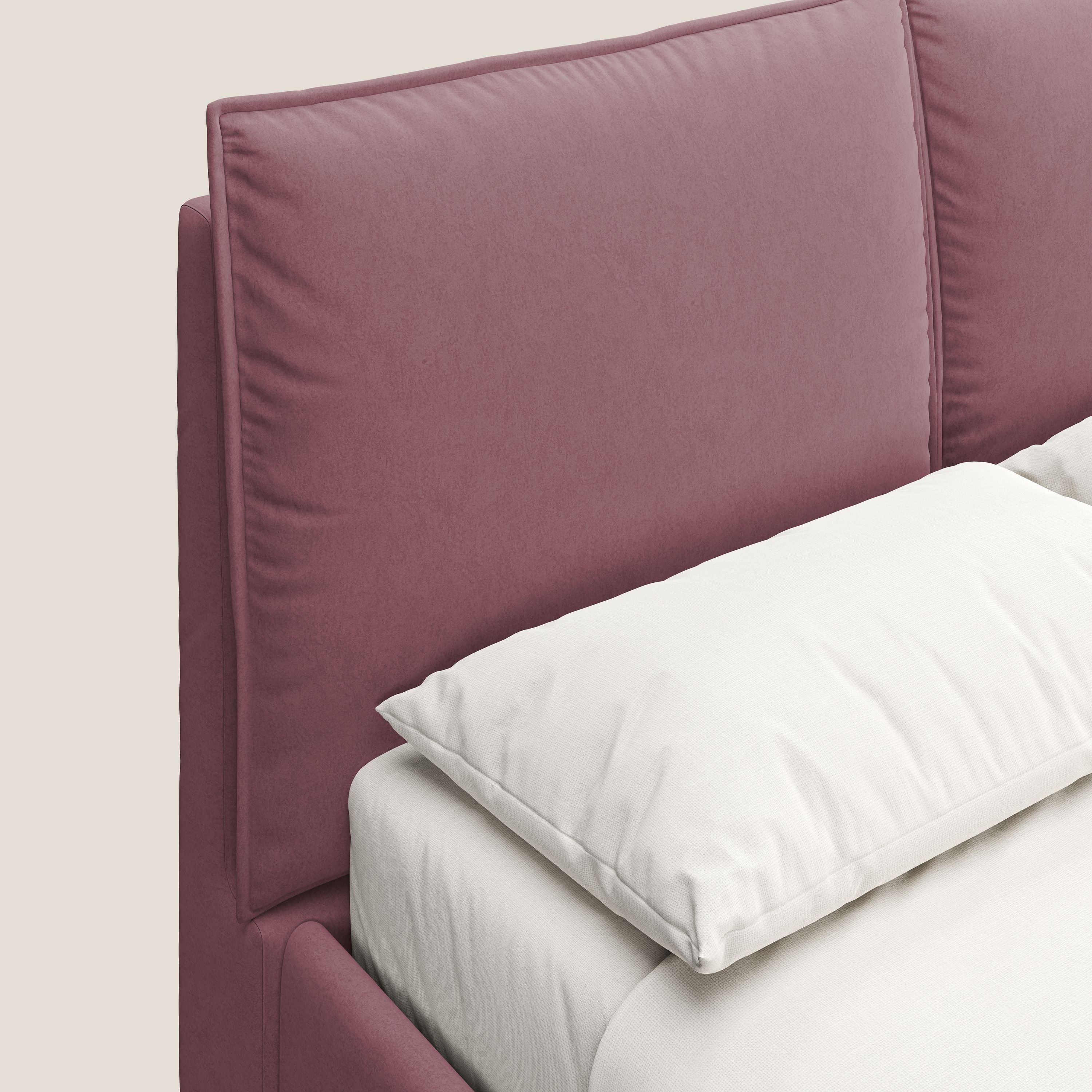 Nives letto imbottito contenitore sfoderabile in microfibra velluto impermeabile T09 salmone - divani.store