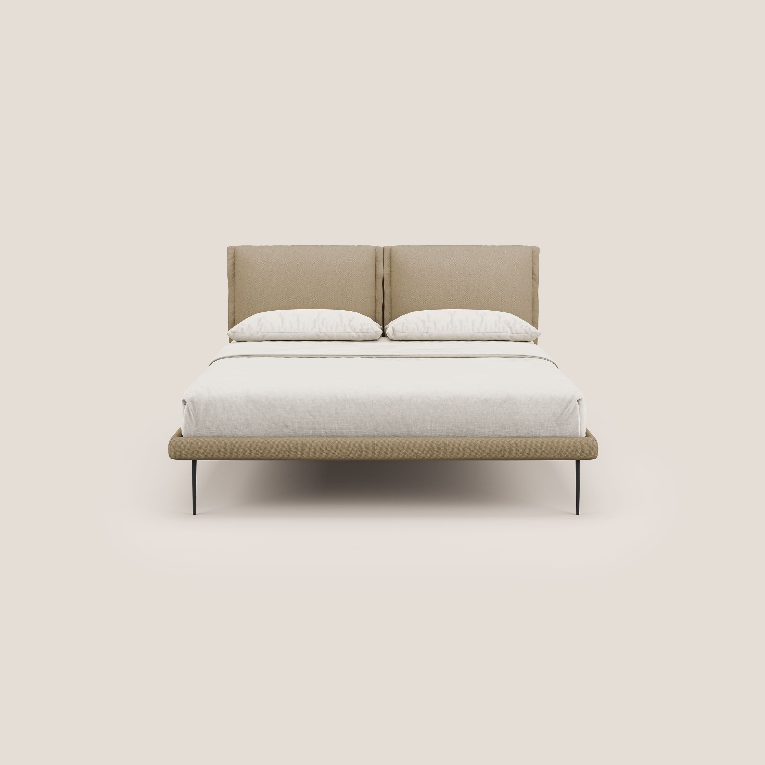 Noah letto con cuscini regolabili e piedi alti in metallo in tessuto smacchiabile T05 beige - divani.store