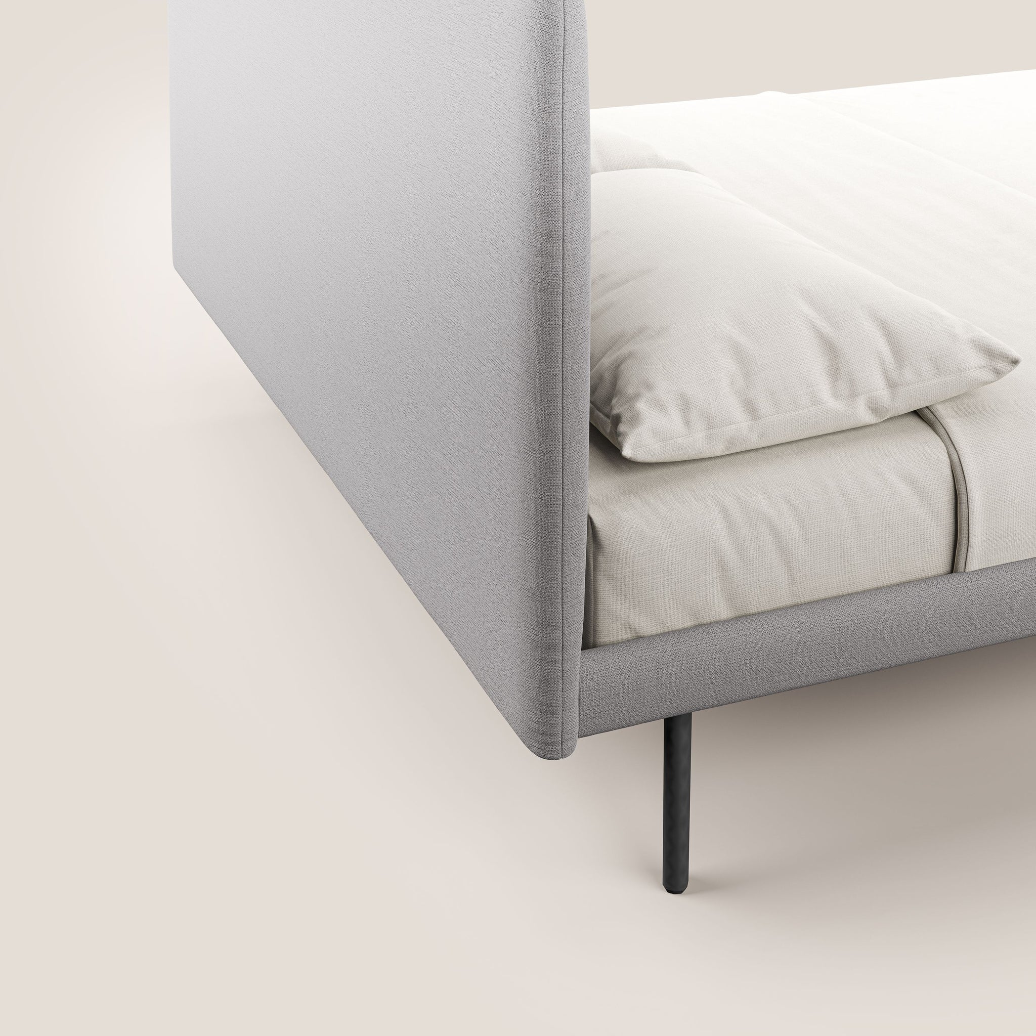 Noel letto minimal scandinavo con piedi in mogano e tessuto fiammato impermeabile T19 - divani.store