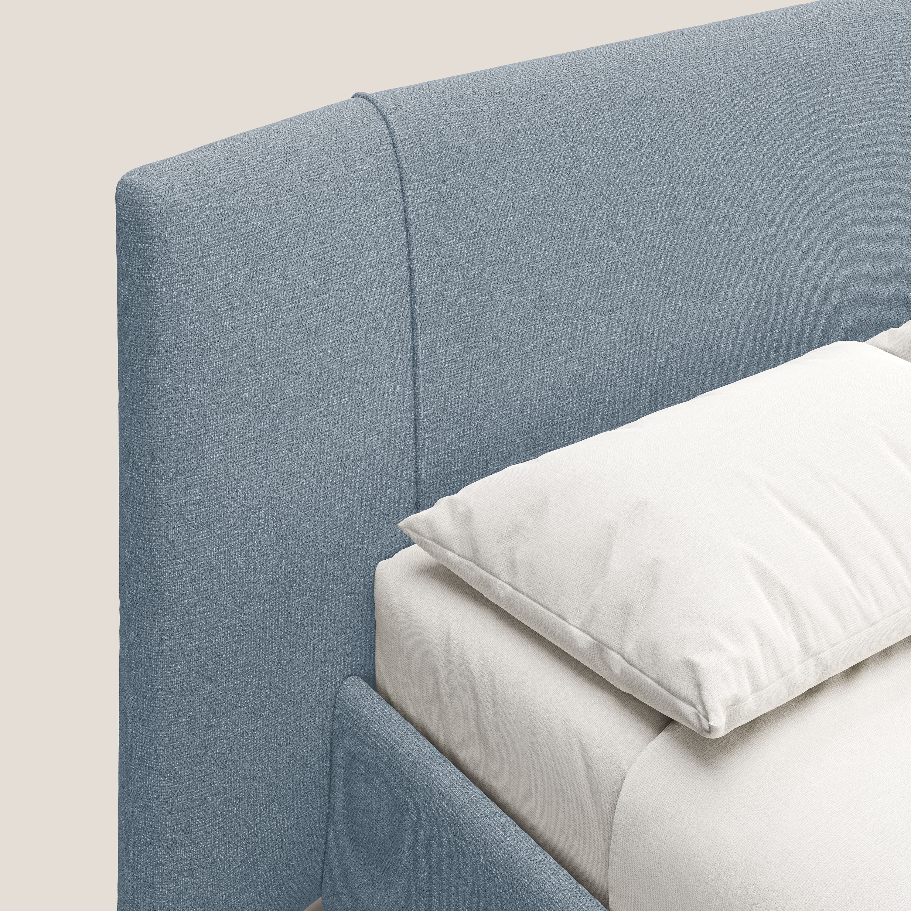 Omero letto imbottito contenitore sfoderabile in tessuto fiammato impermeabile T14 - divani.store