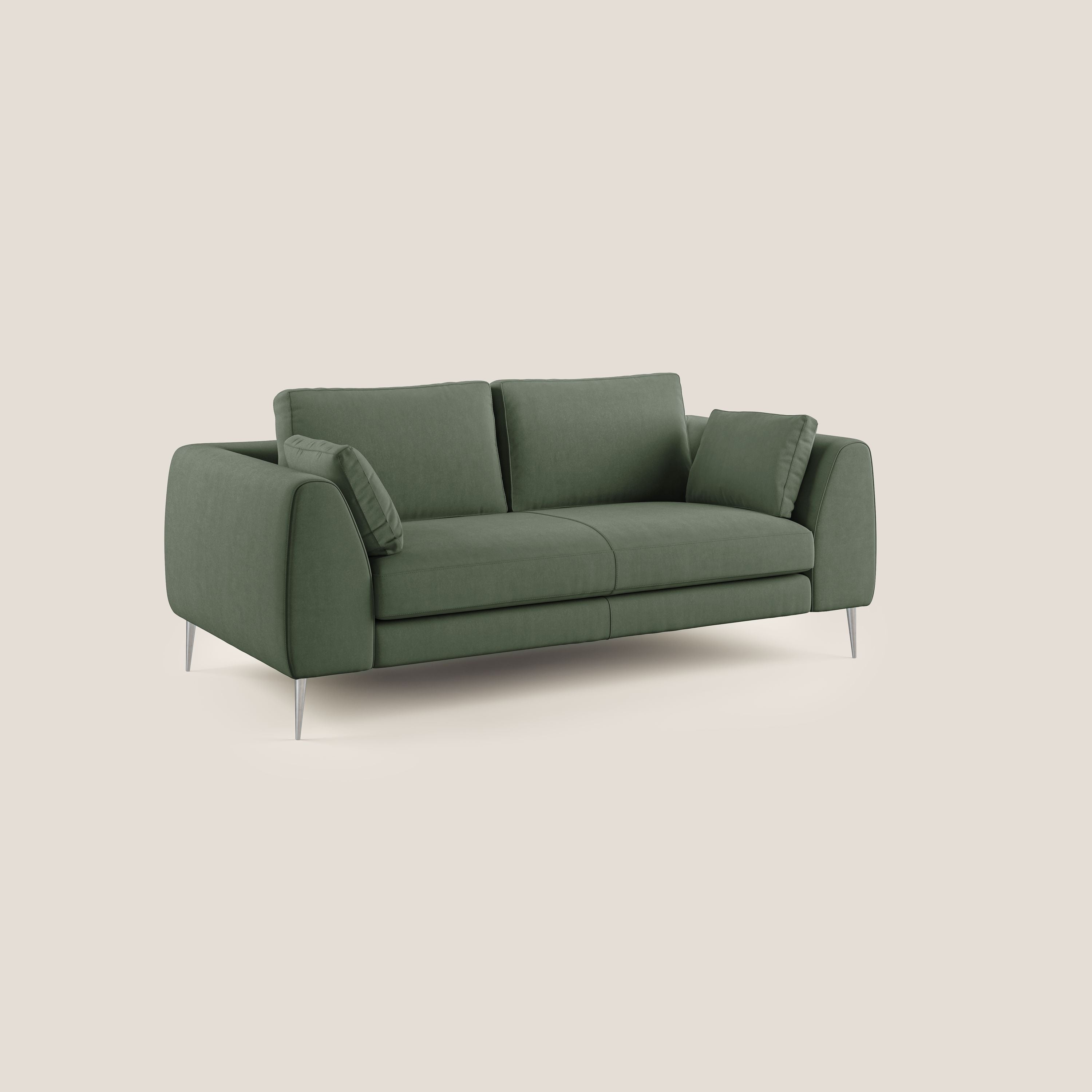 Plano divano moderno in microfibra tecnica smacchiabile T11 verde - divani.store