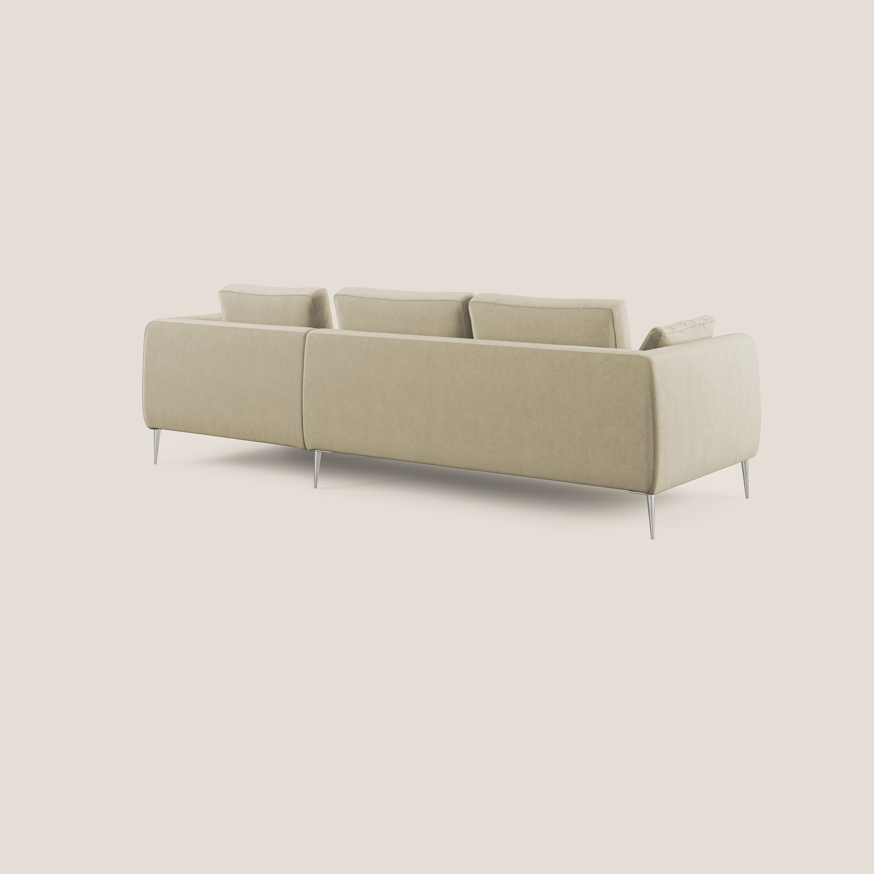 Plano divano moderno angolare con penisola in microfibra smacchiabile T11 panna - divani.store