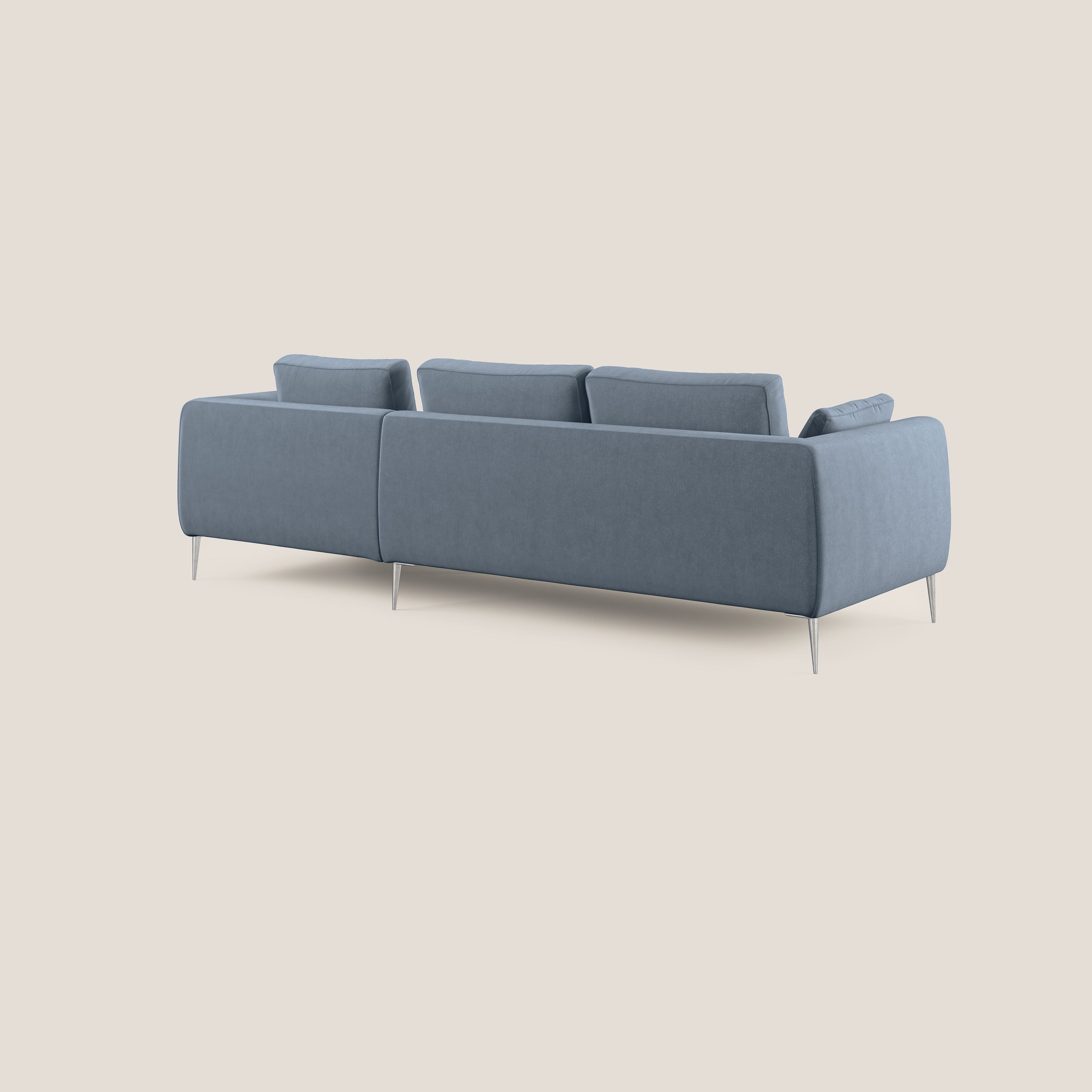 Plano divano moderno angolare con penisola in microfibra smacchiabile T11 carta da zucchero - divani.store