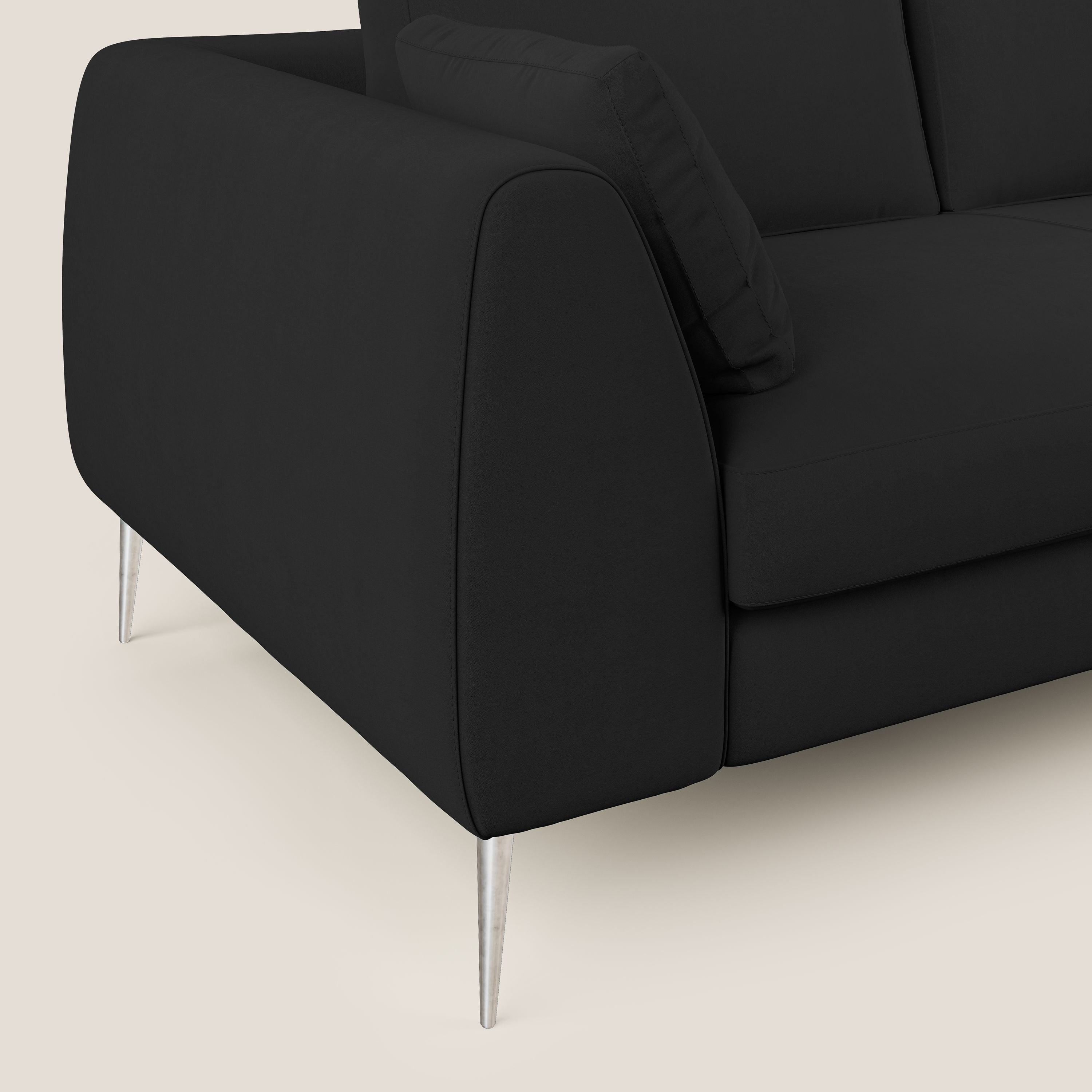 Plano divano moderno angolare con penisola in microfibra smacchiabile T11 nero - divani.store