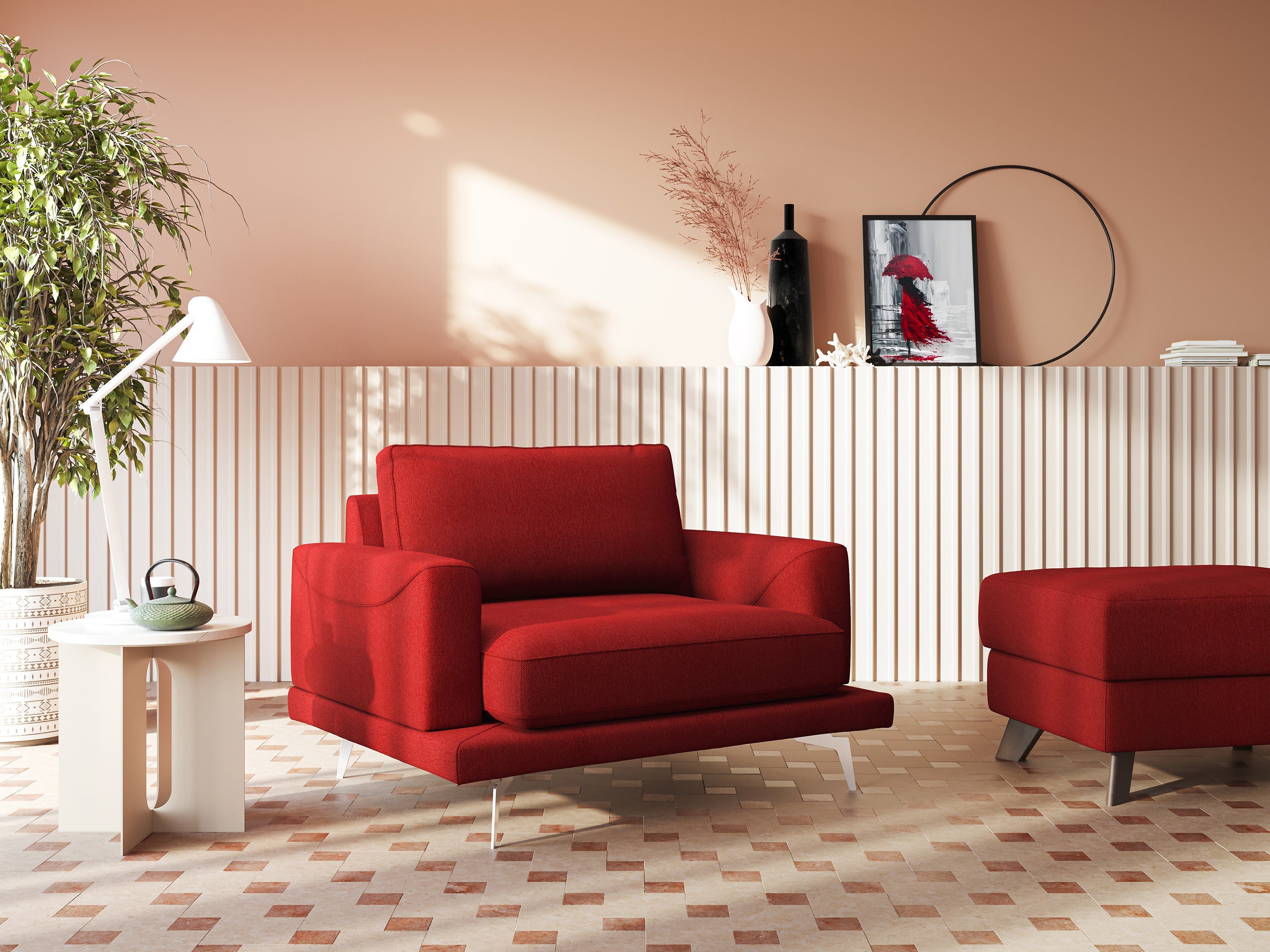 Dorian poltrona moderna in tessuto smacchiabile T05 panna - divani.store
