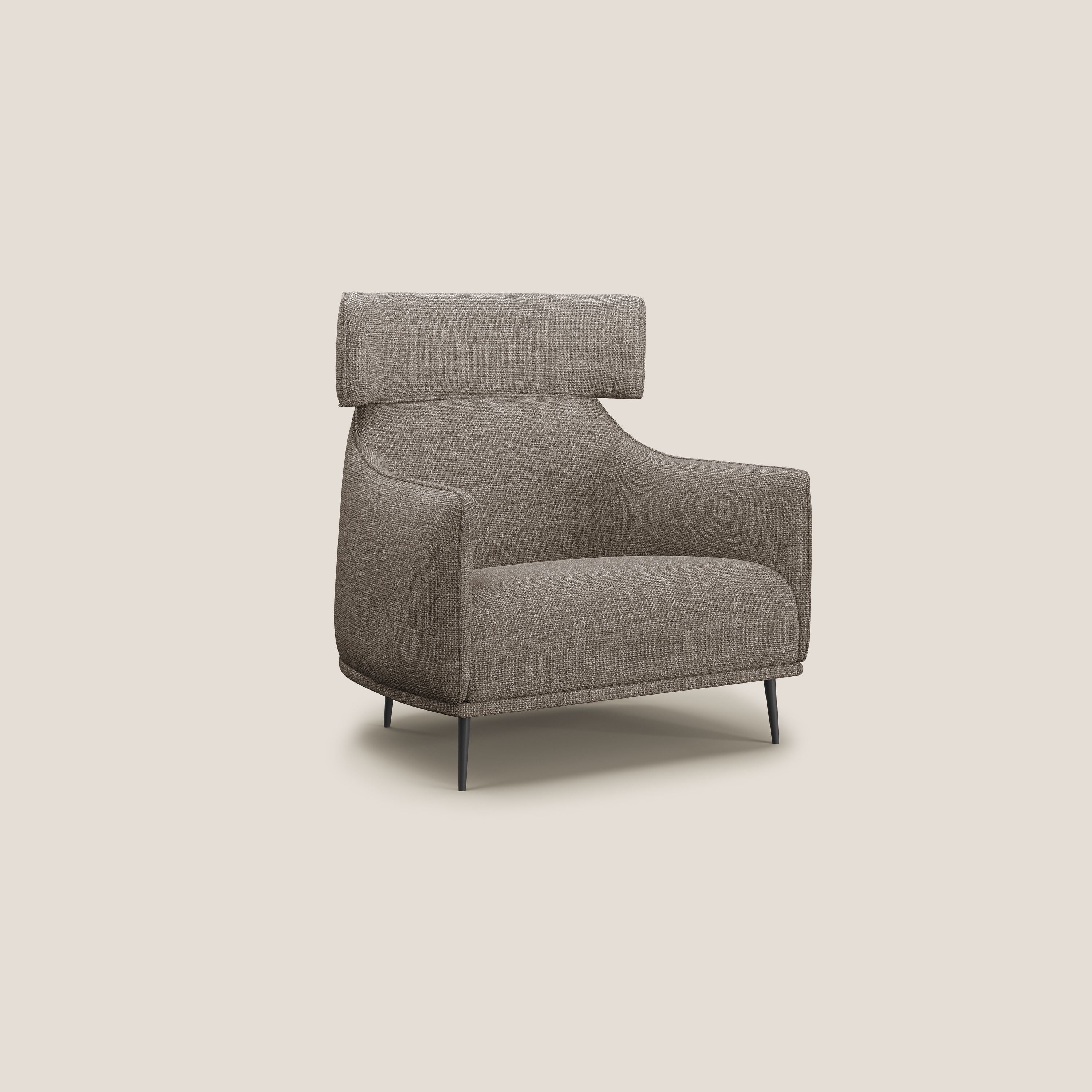 Zelda Poltroncina dal design moderno in morbido tessuto impermeabile T06 marrone - divani.store
