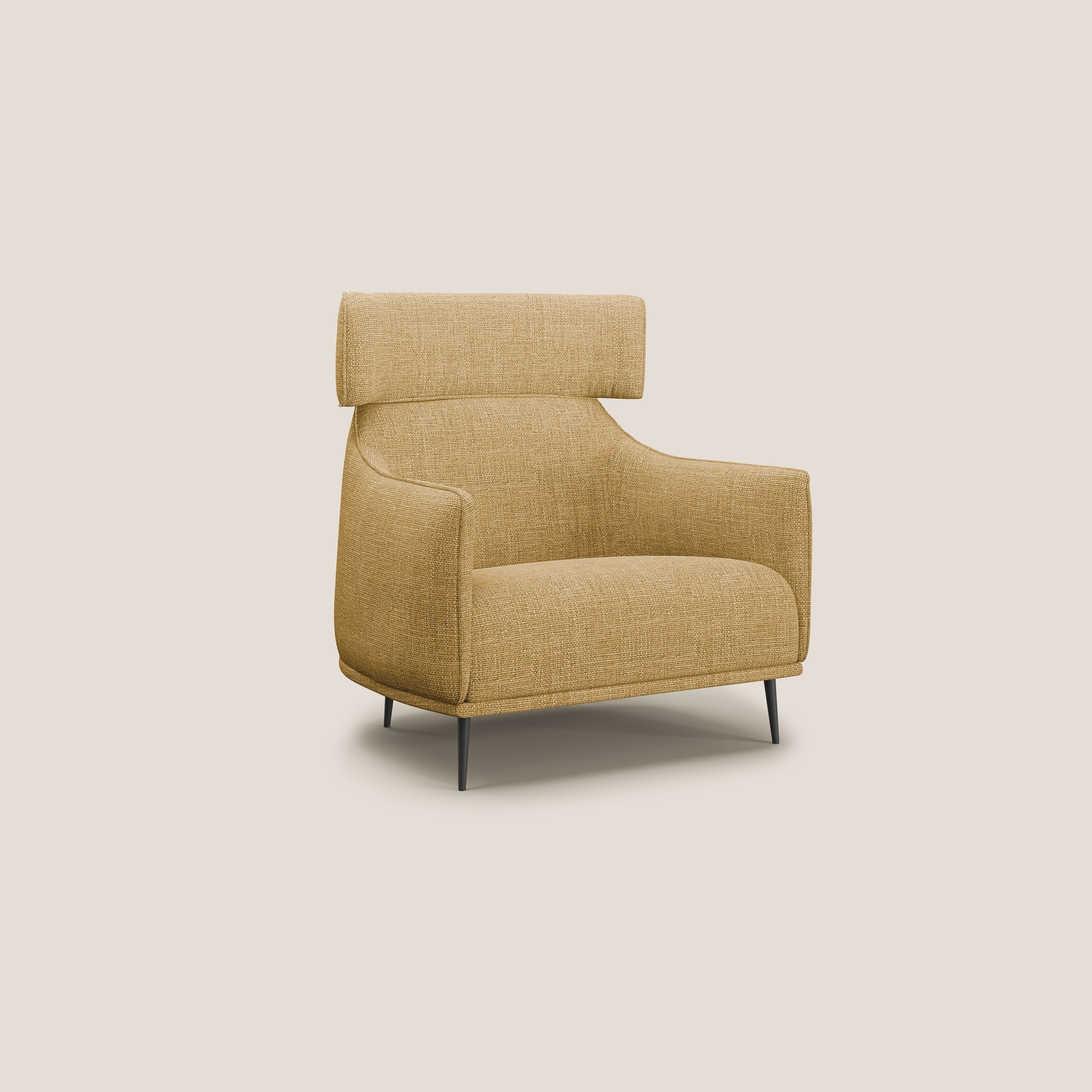 Zelda Poltroncina dal design moderno in morbido tessuto impermeabile T06 giallo - divani.store