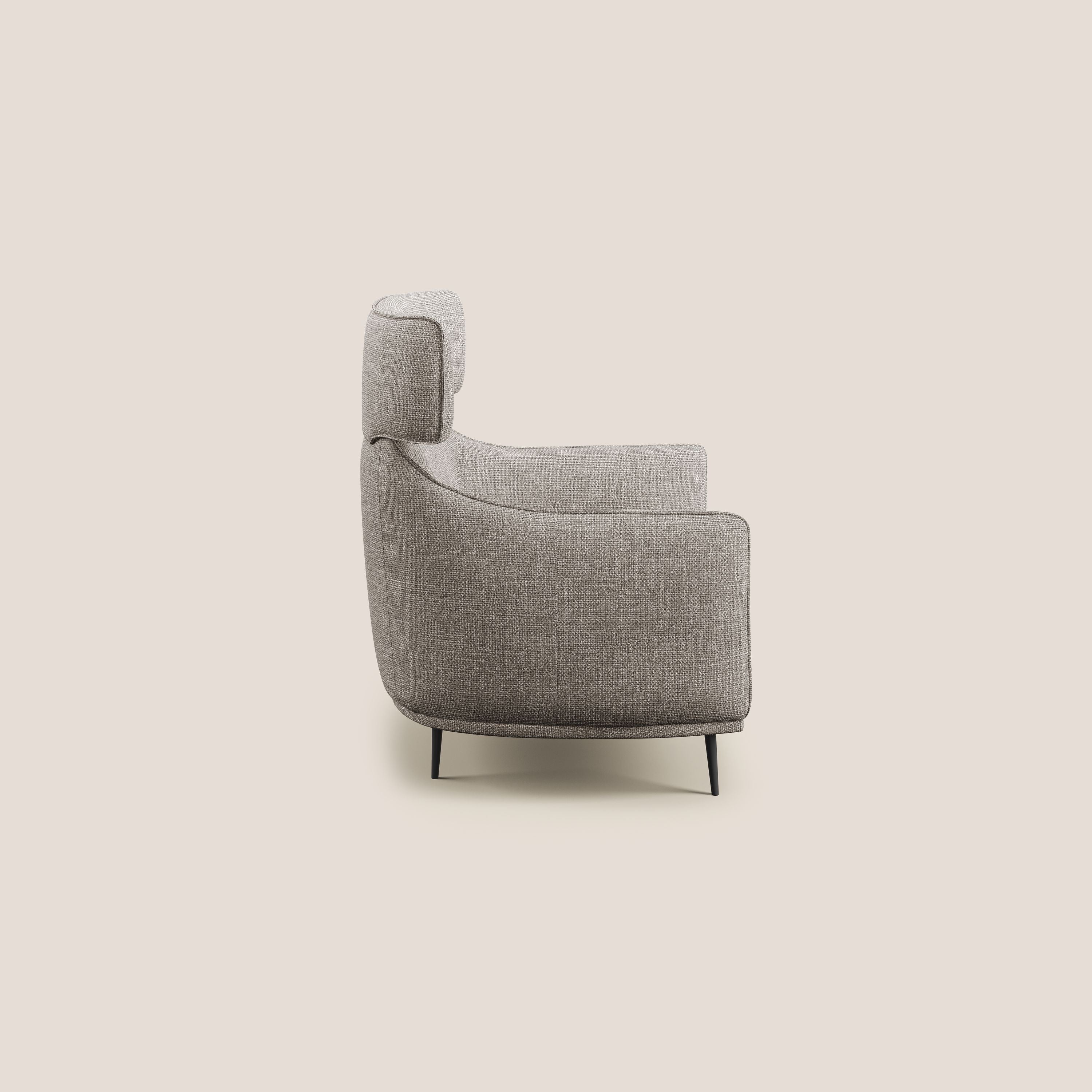 Zelda Poltroncina dal design moderno in morbido tessuto impermeabile T06 tortora - divani.store