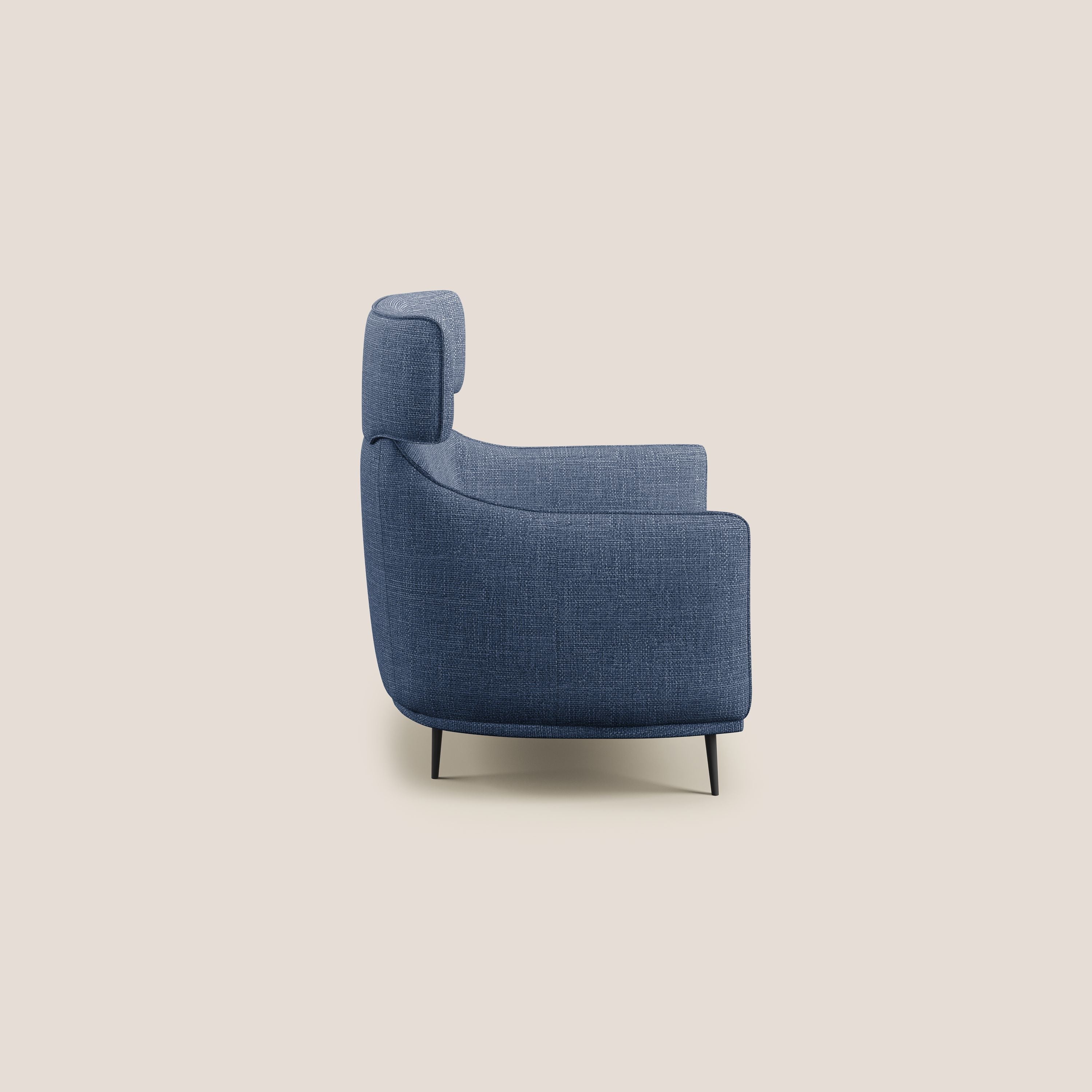 Zelda Poltroncina dal design moderno in morbido tessuto impermeabile T06 blu - divani.store