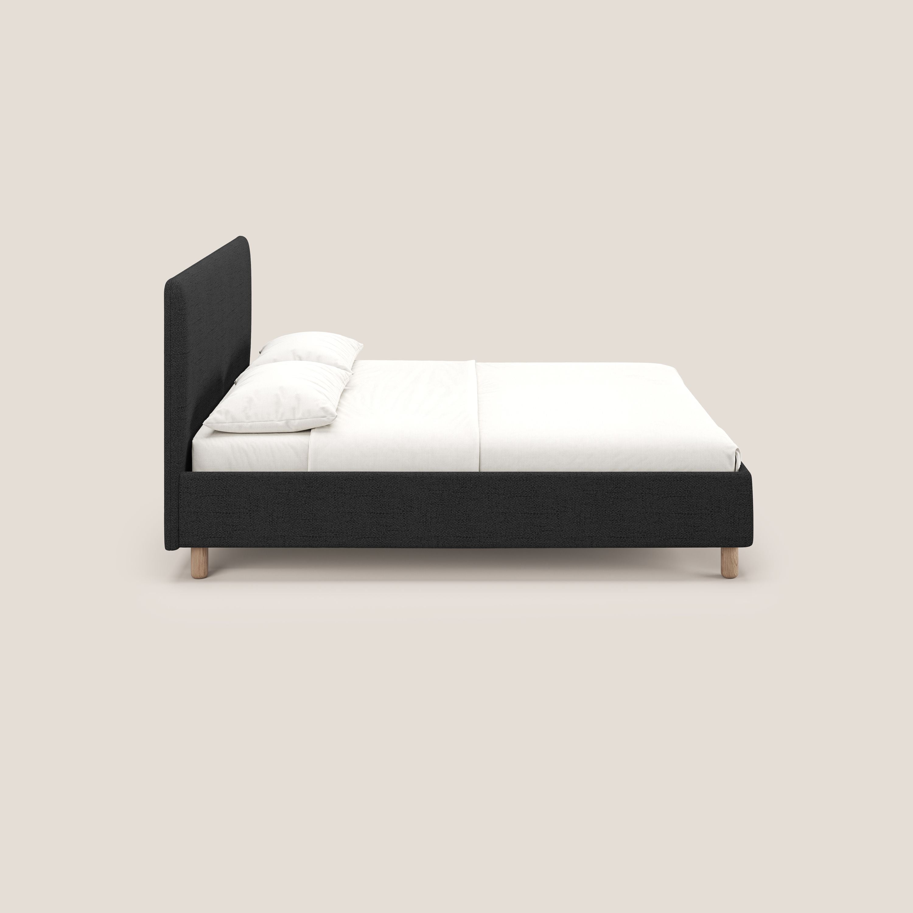 Serena letto contenitore salvaspazio scandinavo in tessuto fiammato impermeabile T03 antracite - divani.store