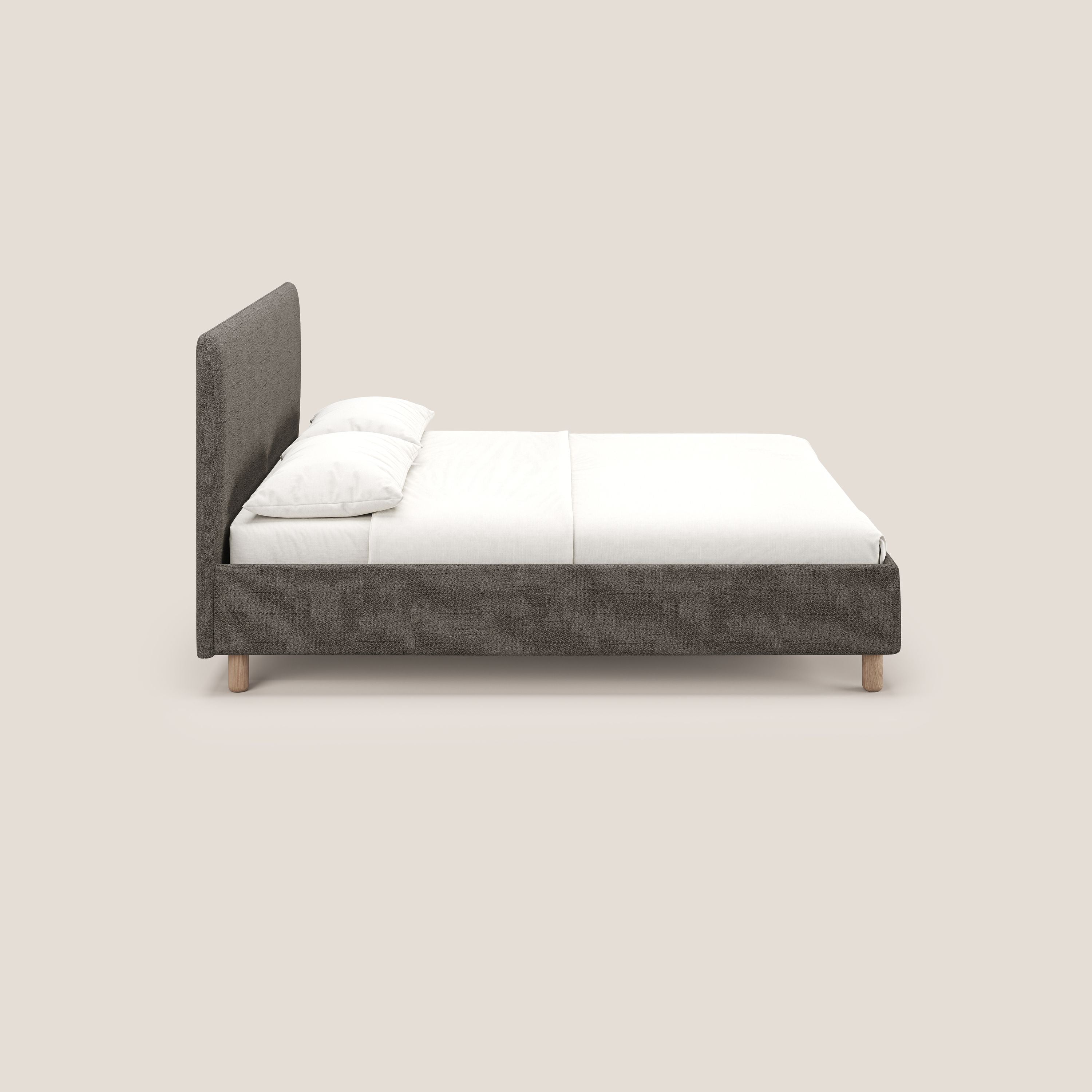 Serena letto contenitore salvaspazio scandinavo in tessuto fiammato impermeabile T03 talpa - divani.store
