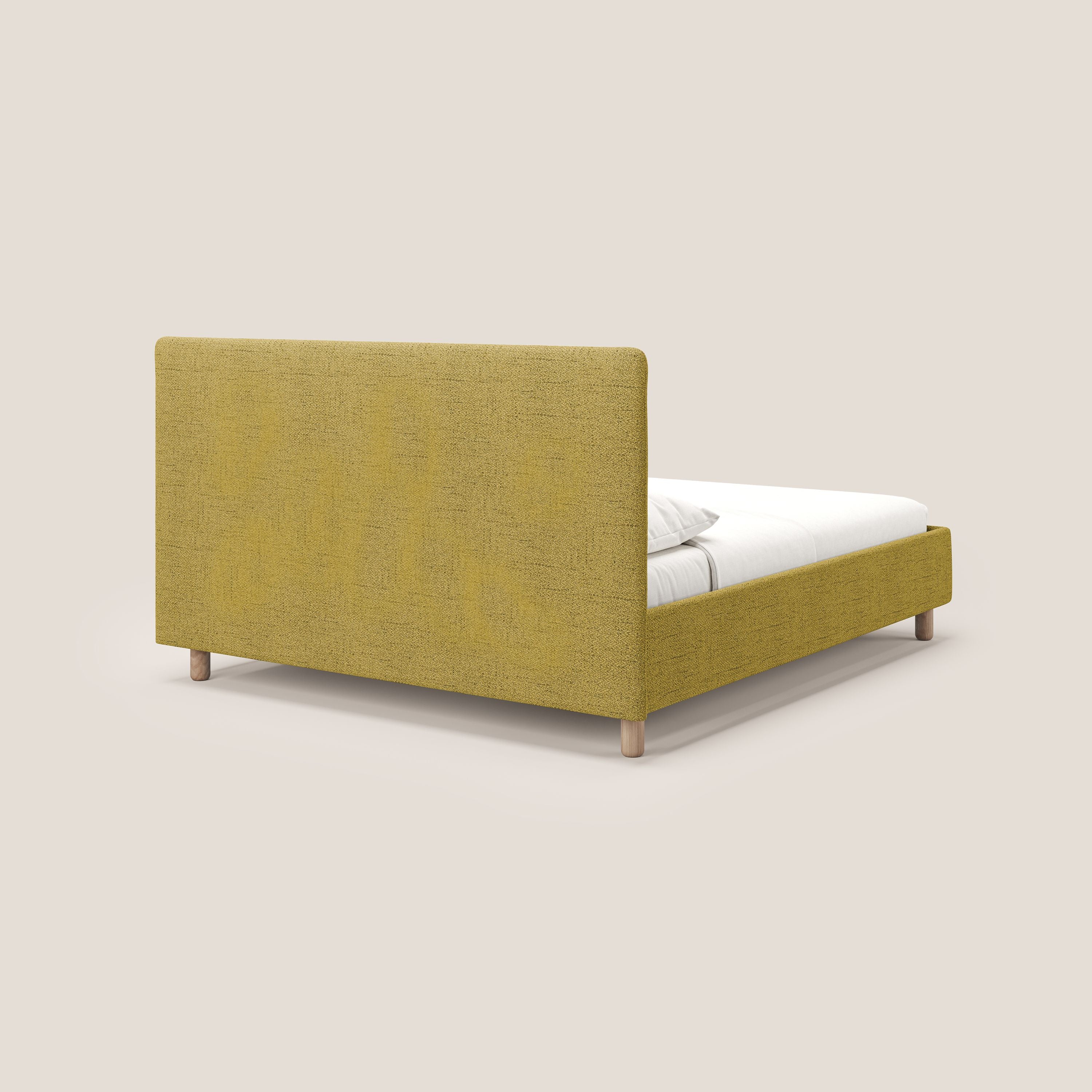 Serena letto contenitore salvaspazio scandinavo in tessuto fiammato impermeabile T03 giallo - divani.store