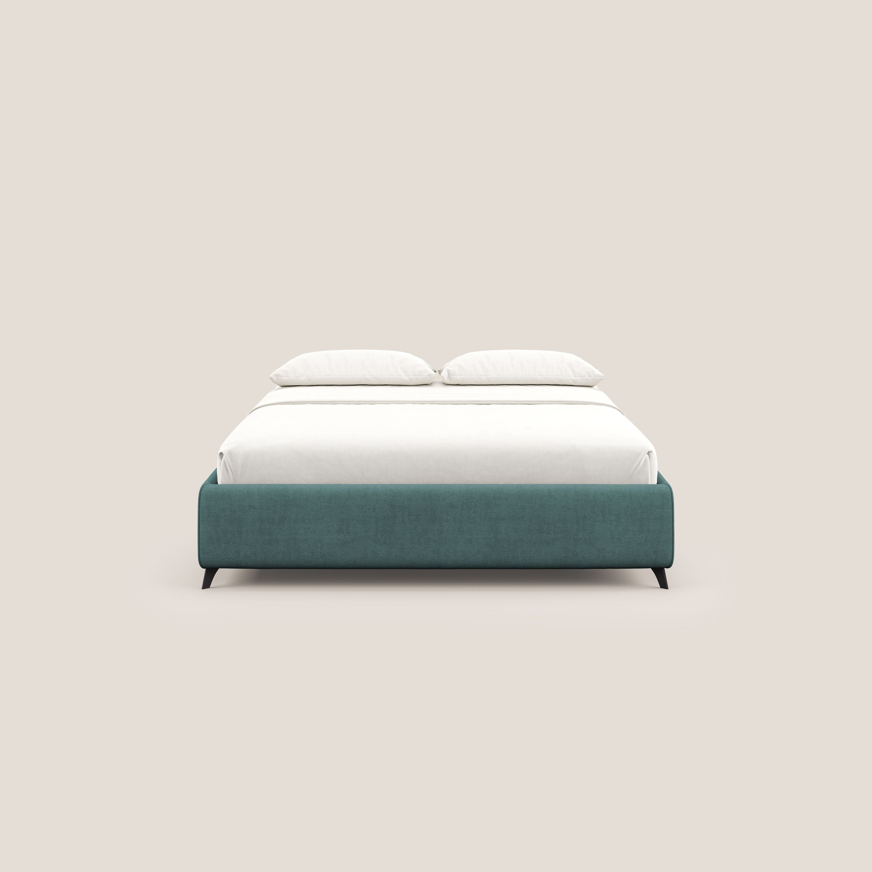 Sara sommier con giroletto contenitore in tessuto impermeabile T02 petrolio - divani.store